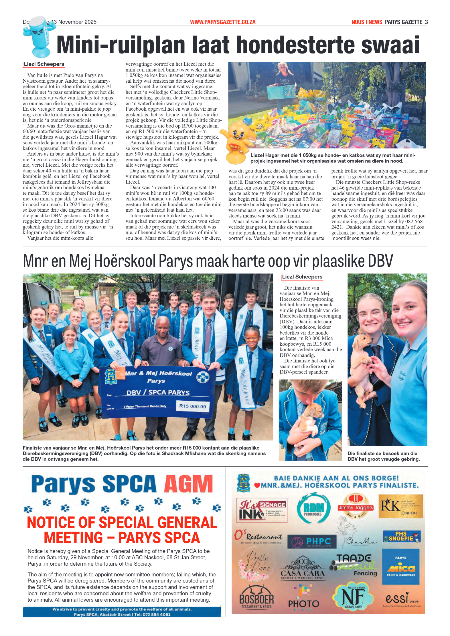 PARYS GAZETTE 13 November 2025 page 3