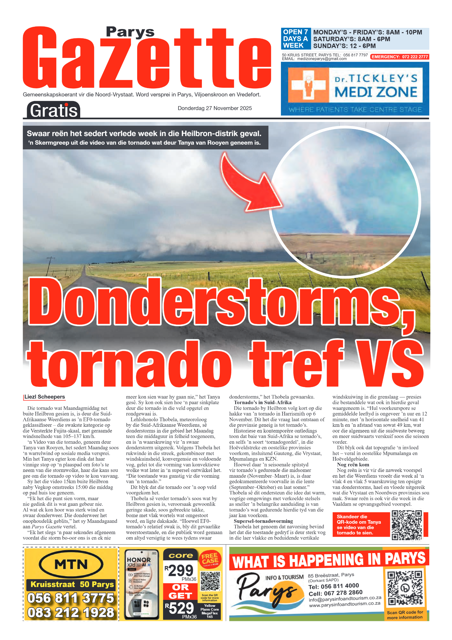 PARYS GAZETTE 27 November 2025 page 1