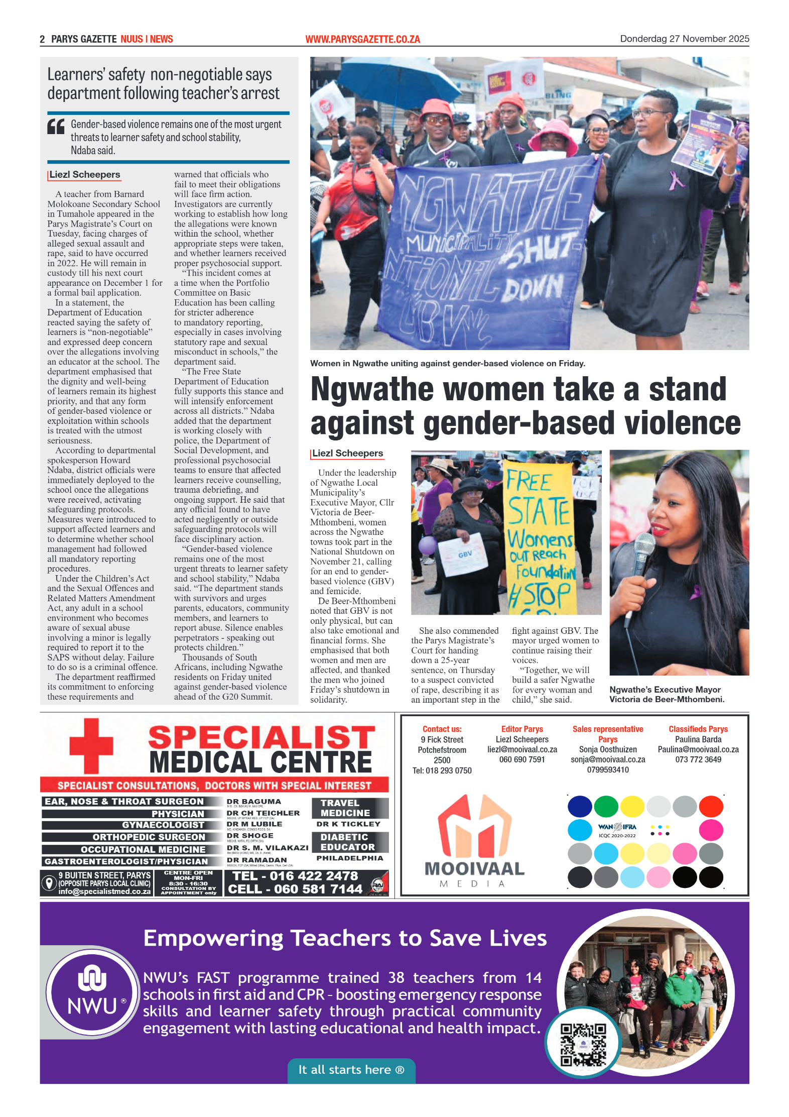 PARYS GAZETTE 27 November 2025 page 2