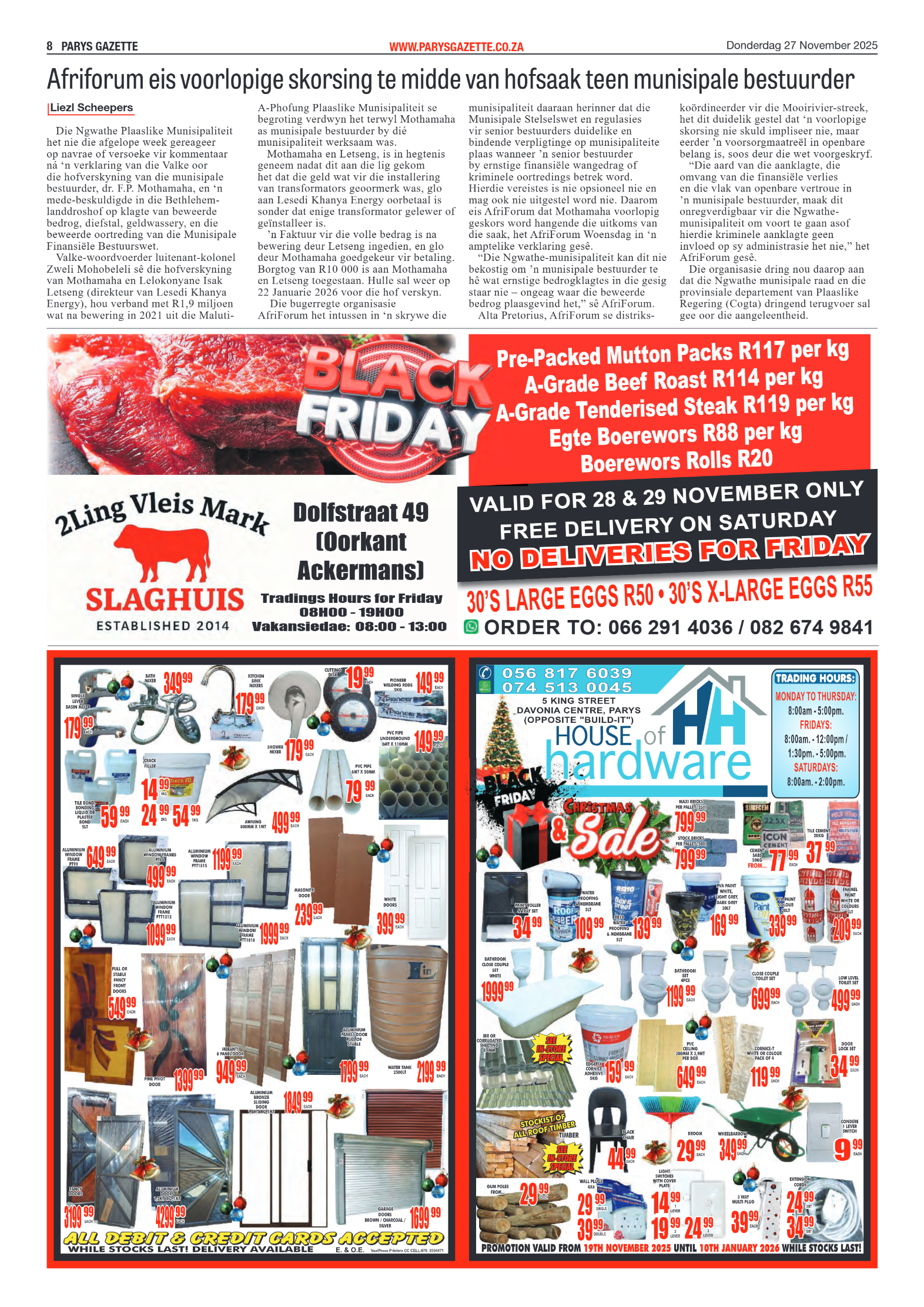 PARYS GAZETTE 27 November 2025 page 8