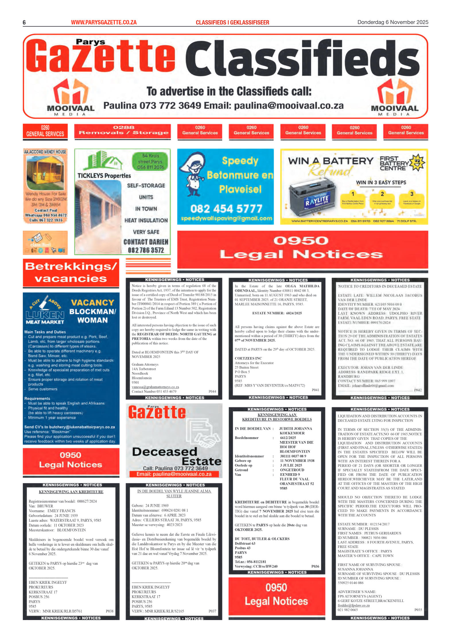 PARYS GAZETTE 6 November 2025 page 6