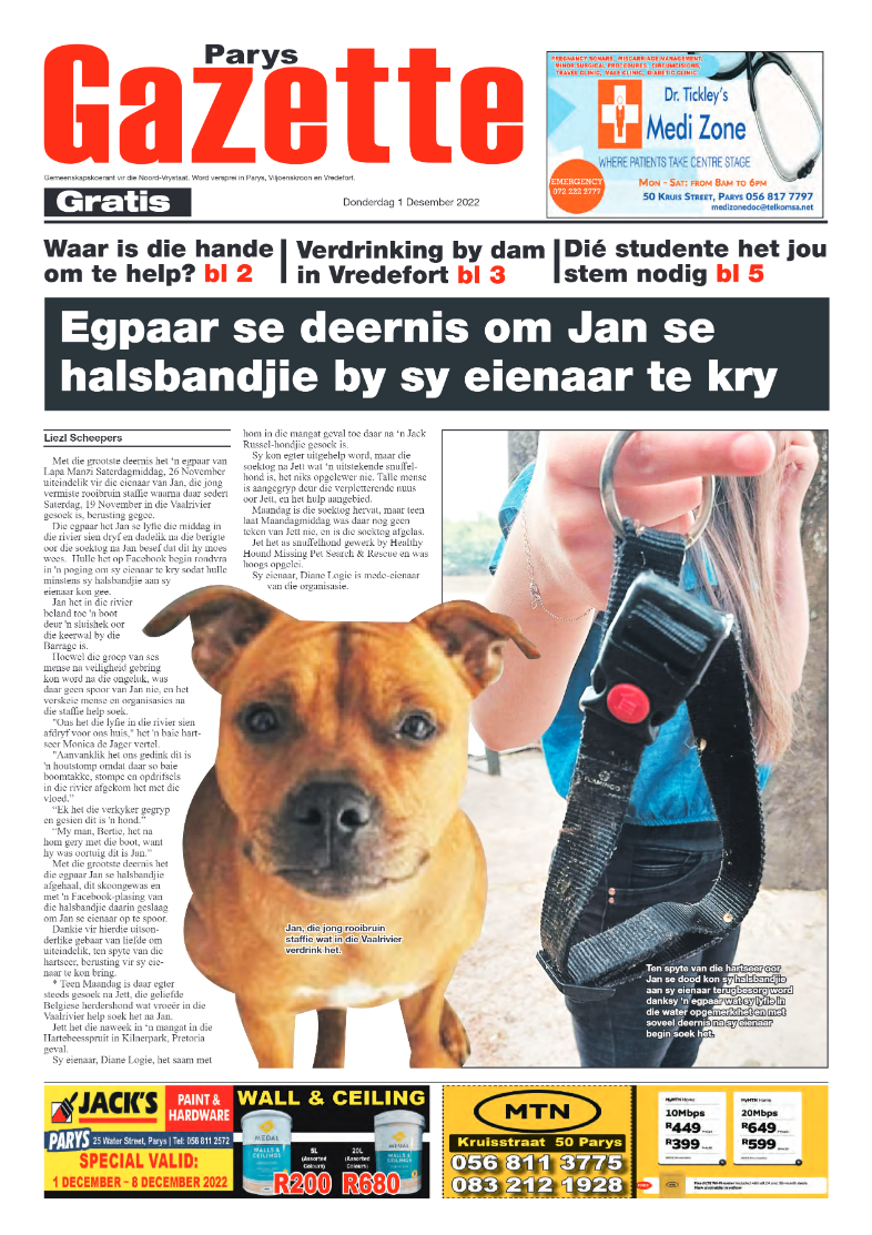 Parys Gazette 1 December page 1