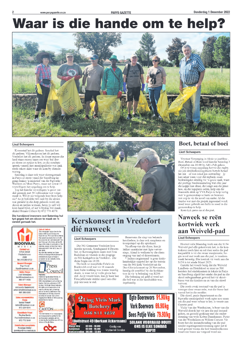 Parys Gazette 1 December page 2