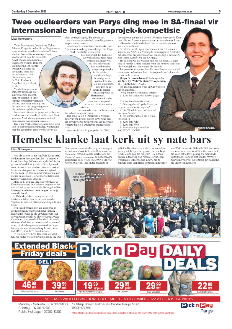 Parys Gazette 1 December page 5