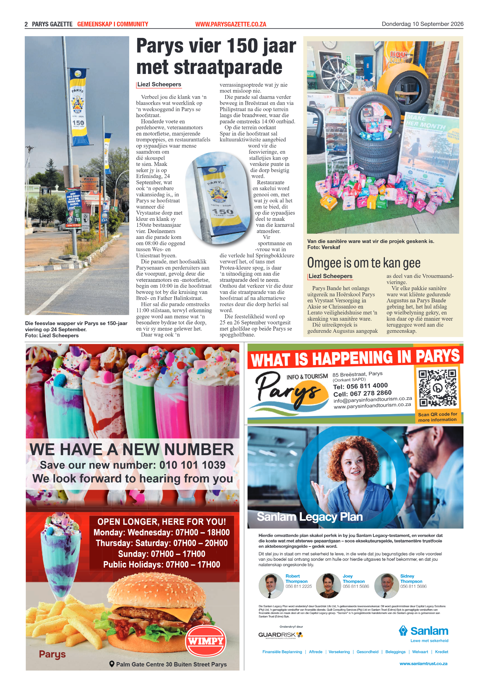Parys Gazette – 10 September 2026 page 2