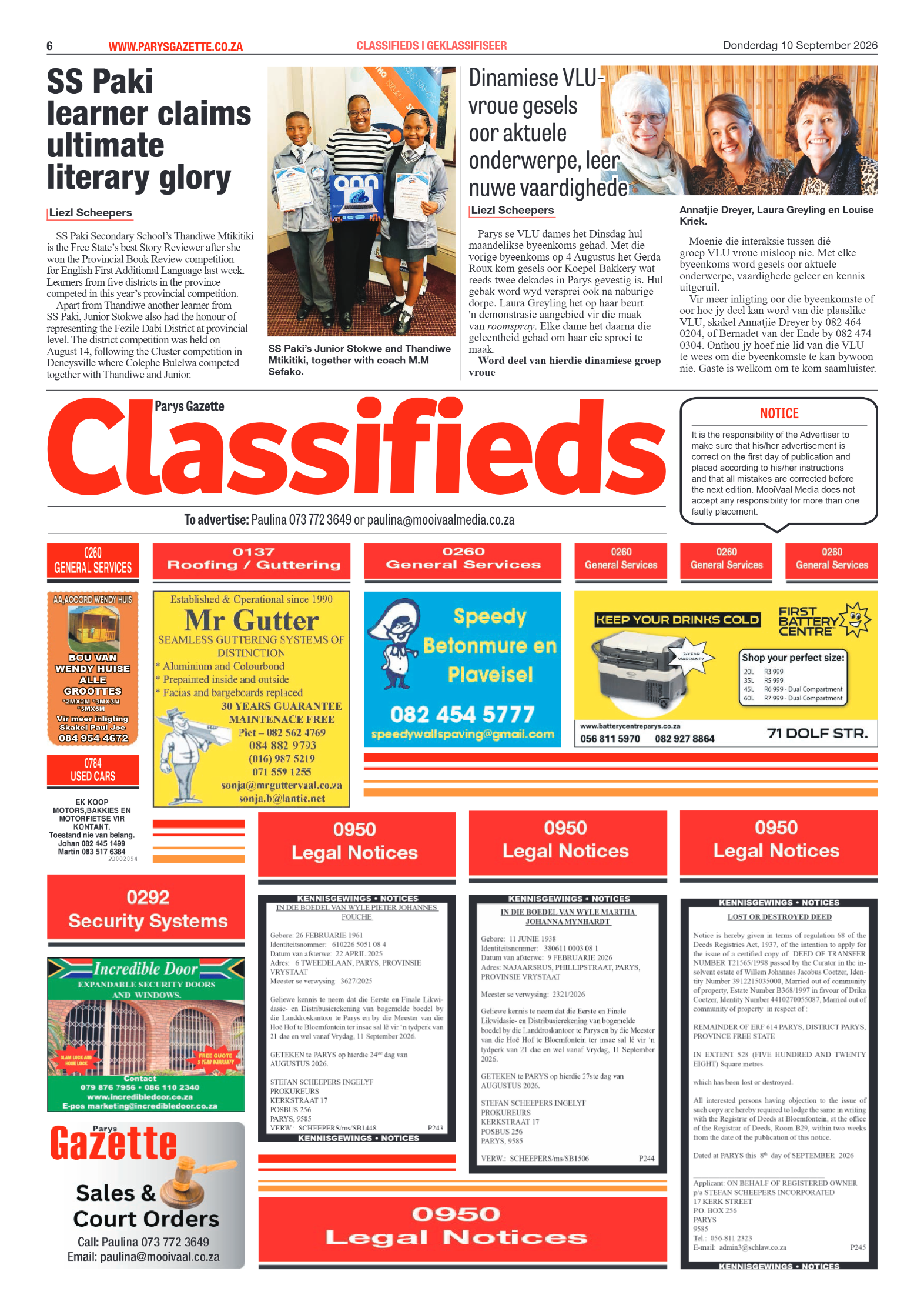 Parys Gazette – 10 September 2026 page 6