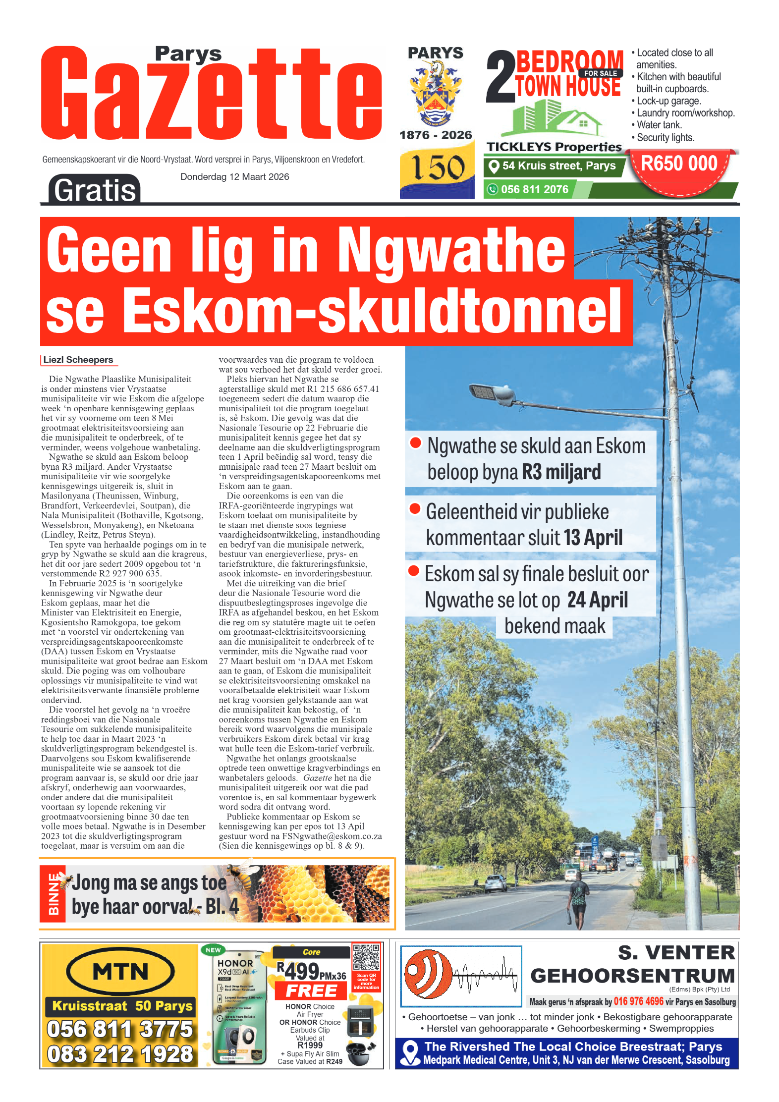Parys Gazette – 12 Maart 2026 page 1