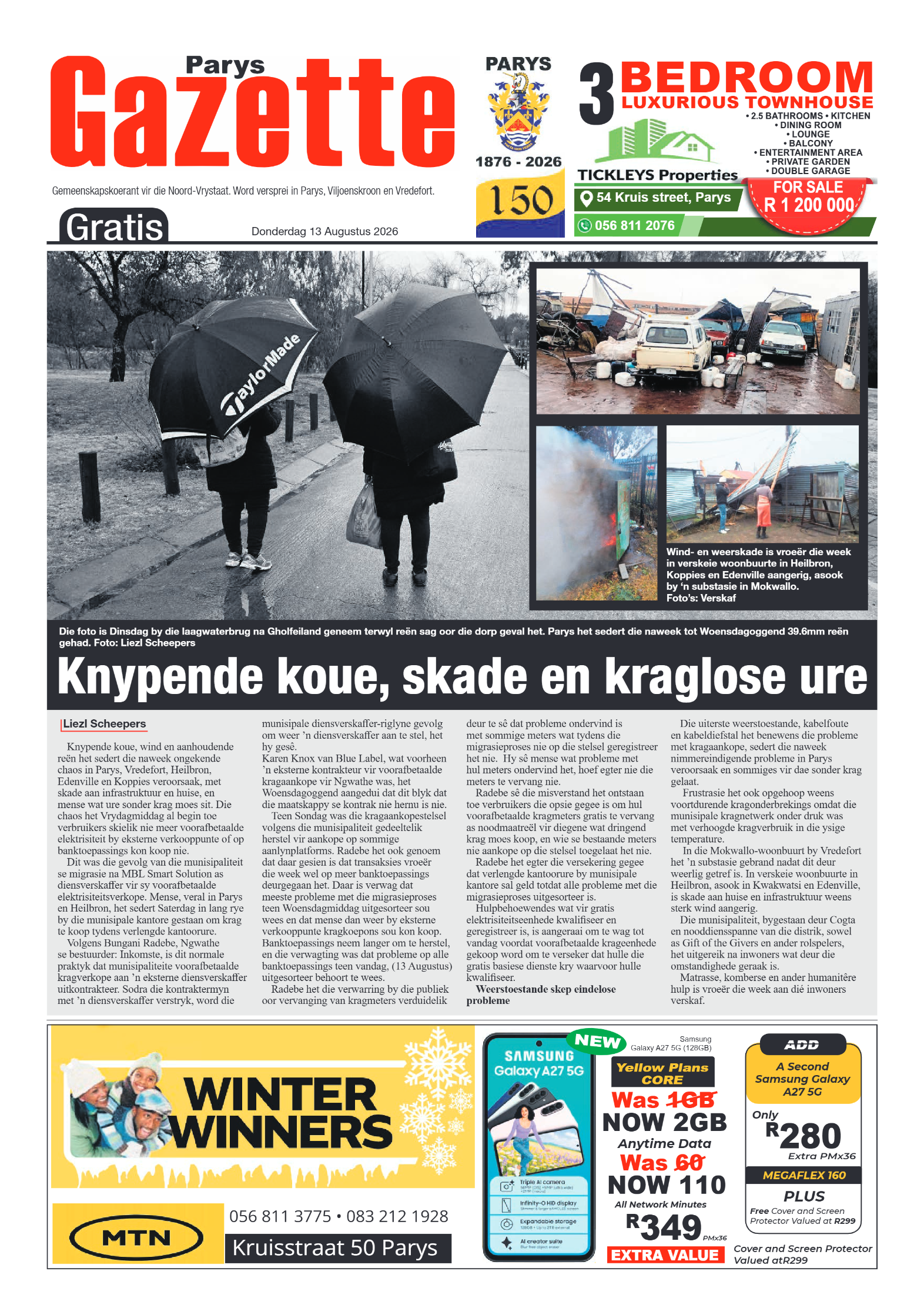 Parys Gazette – 13 Augustus 2026 page 1