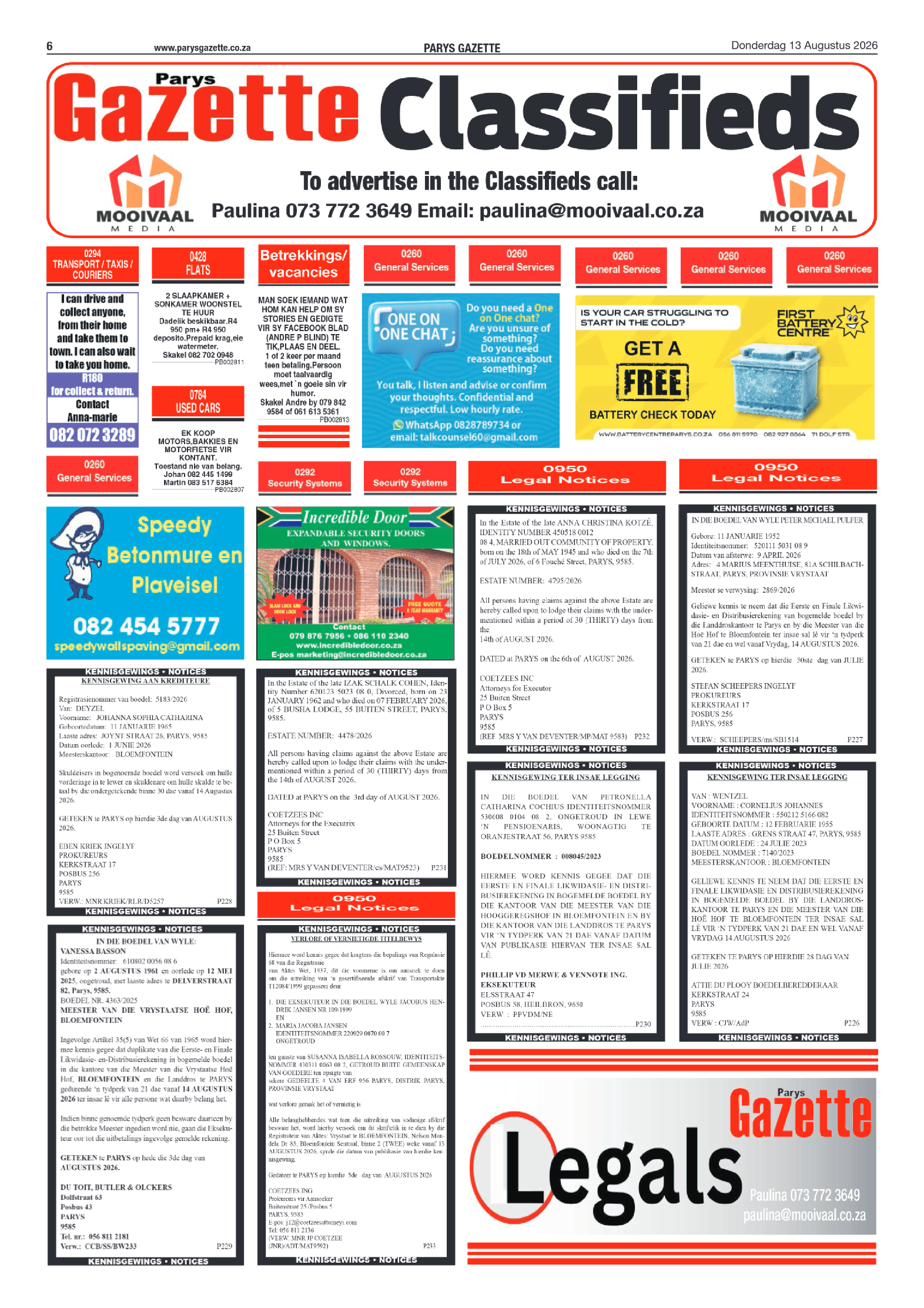 Parys Gazette – 13 Augustus 2026 page 6