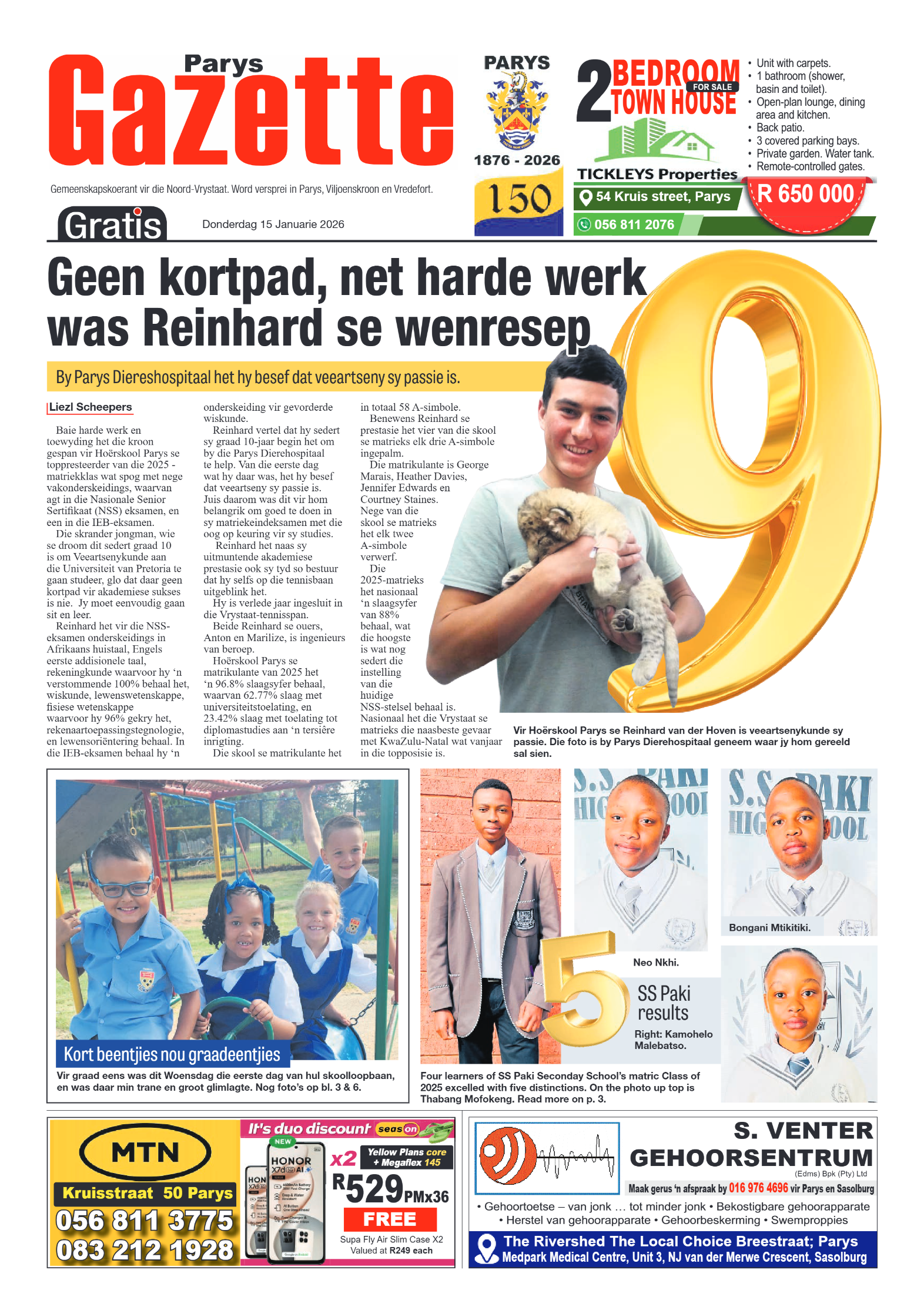 Parys Gazette 15 Januarie 2026 page 1