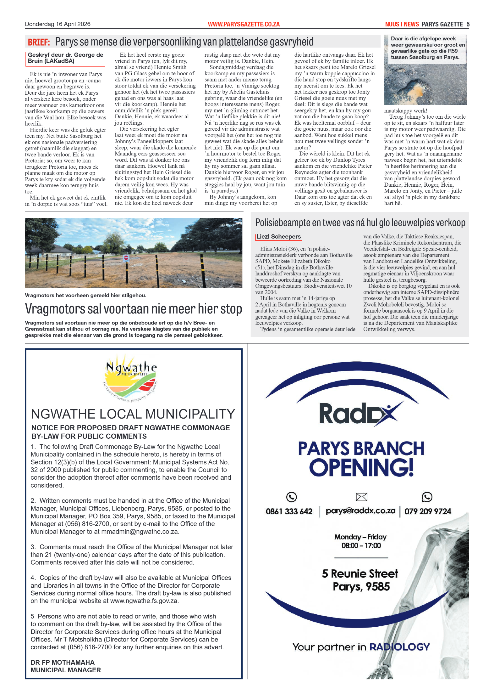 Parys Gazette – 16 April 2026 page 5