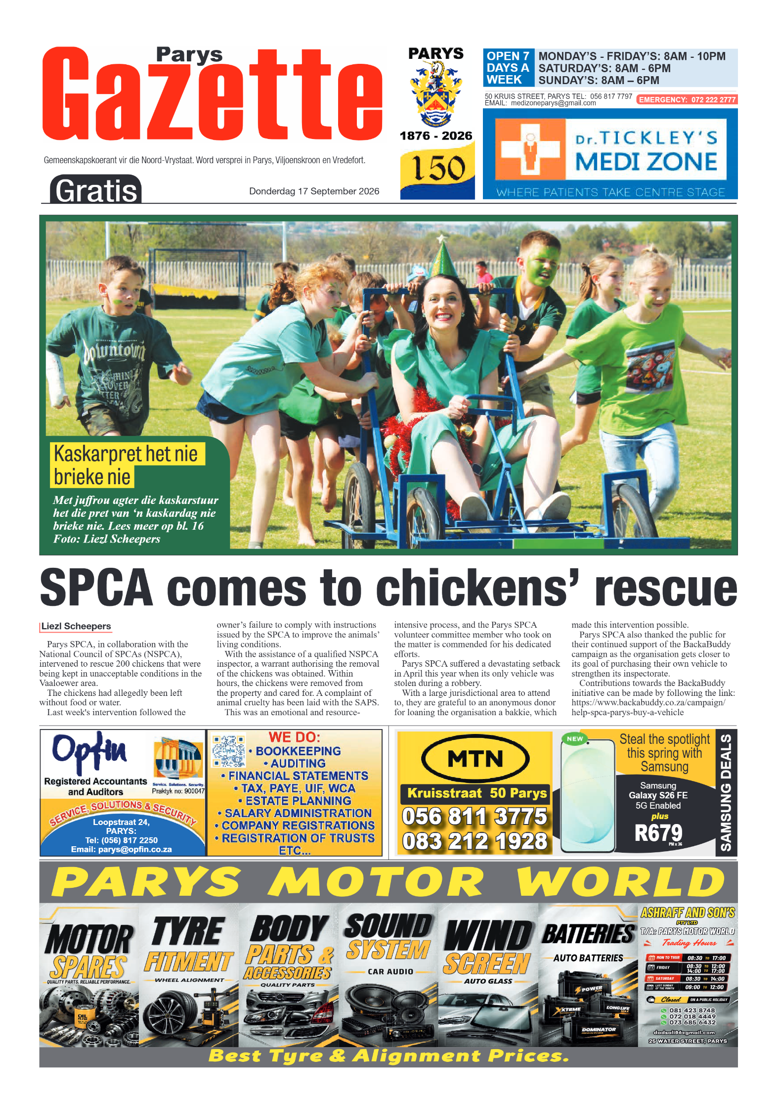 Parys Gazette – 17 September 2026 page 1