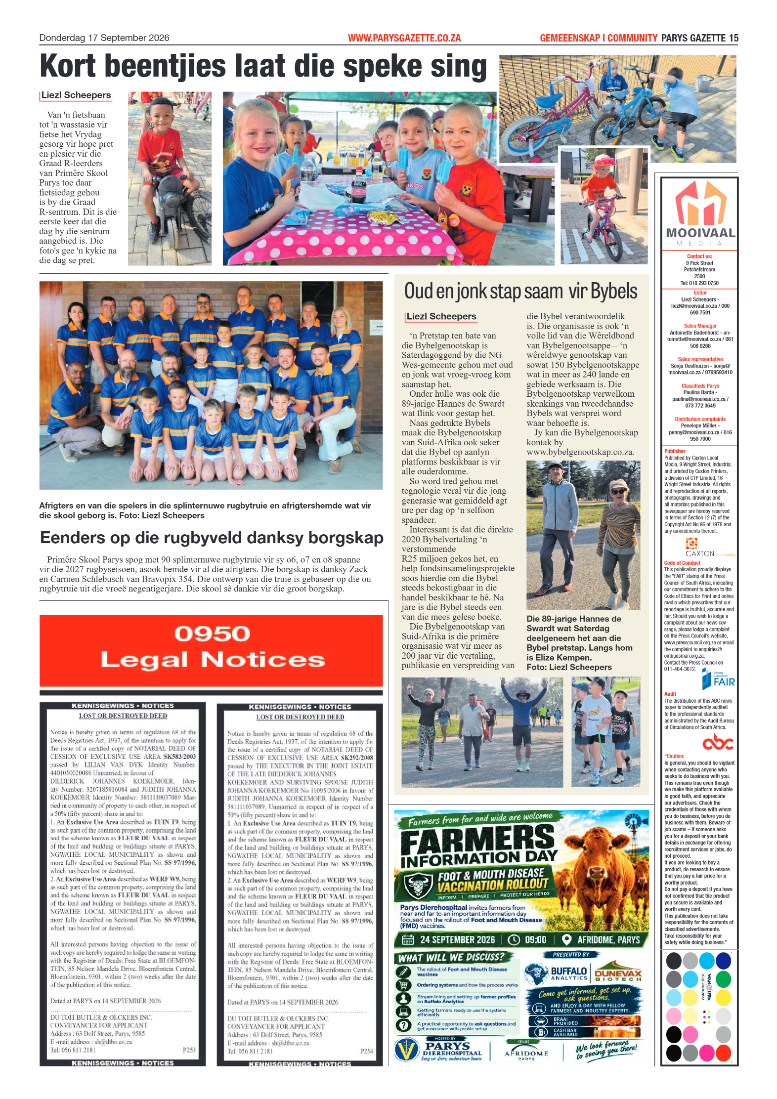 Parys Gazette – 17 September 2026 page 15