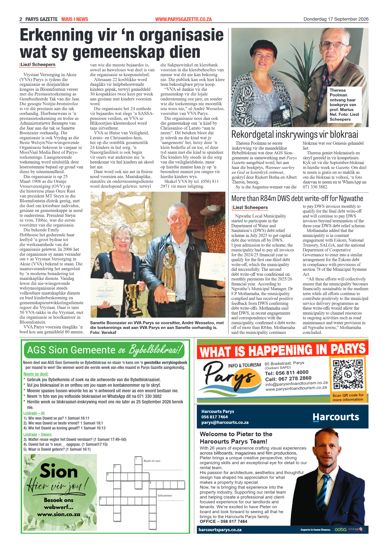 Parys Gazette – 17 September 2026 page 2