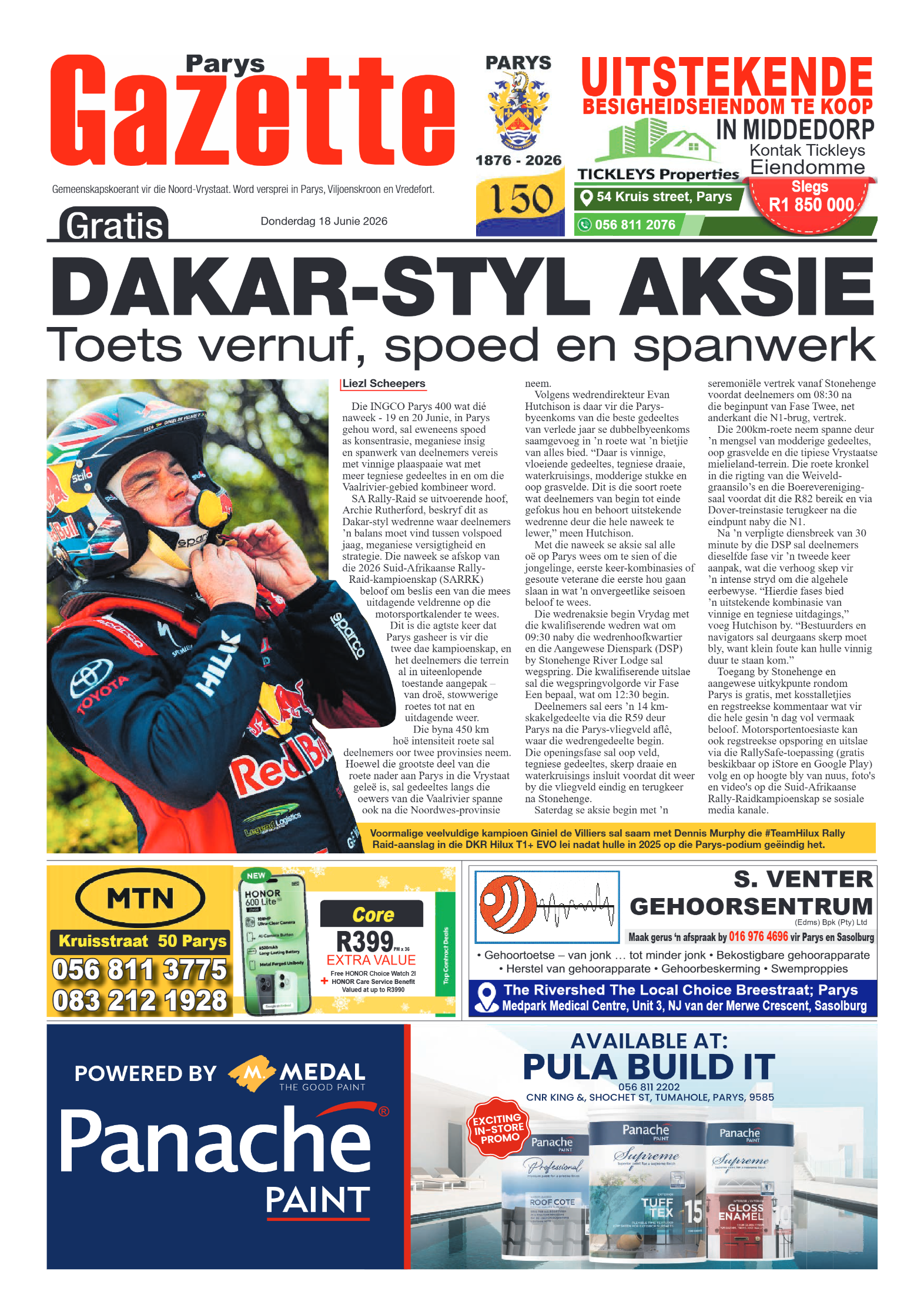 Parys Gazette – 18 Junie 2026 page 1