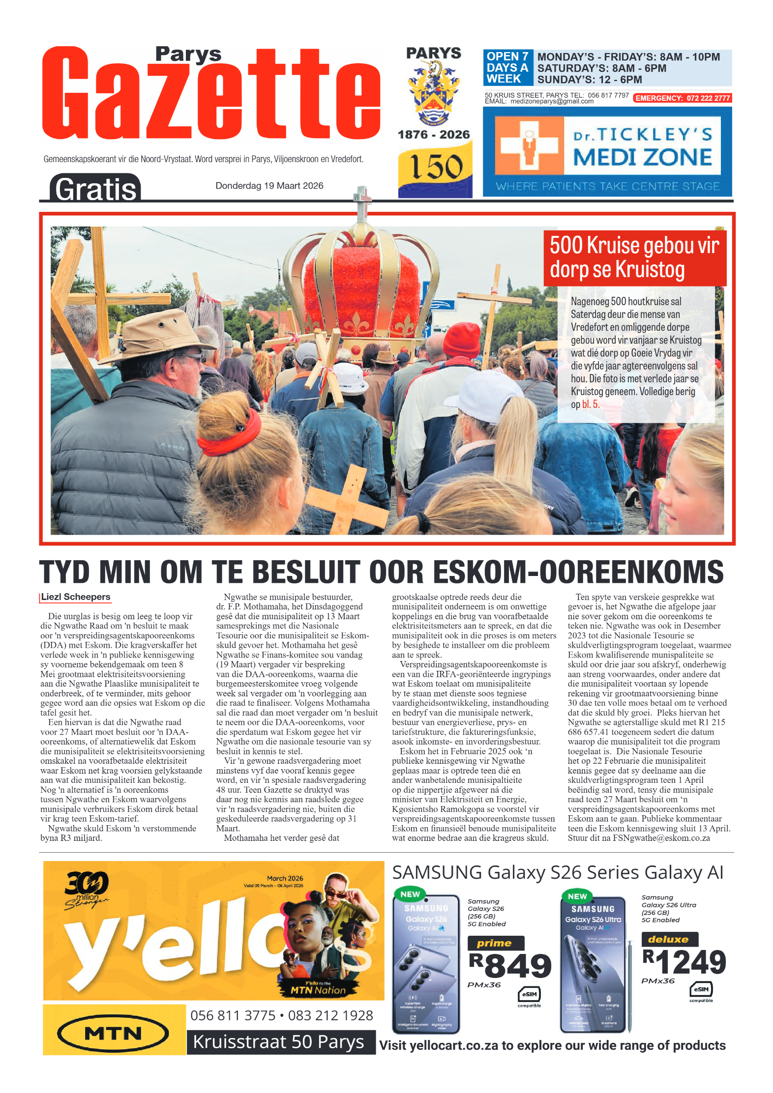 Parys Gazette – 19 Maart 2026 page 1