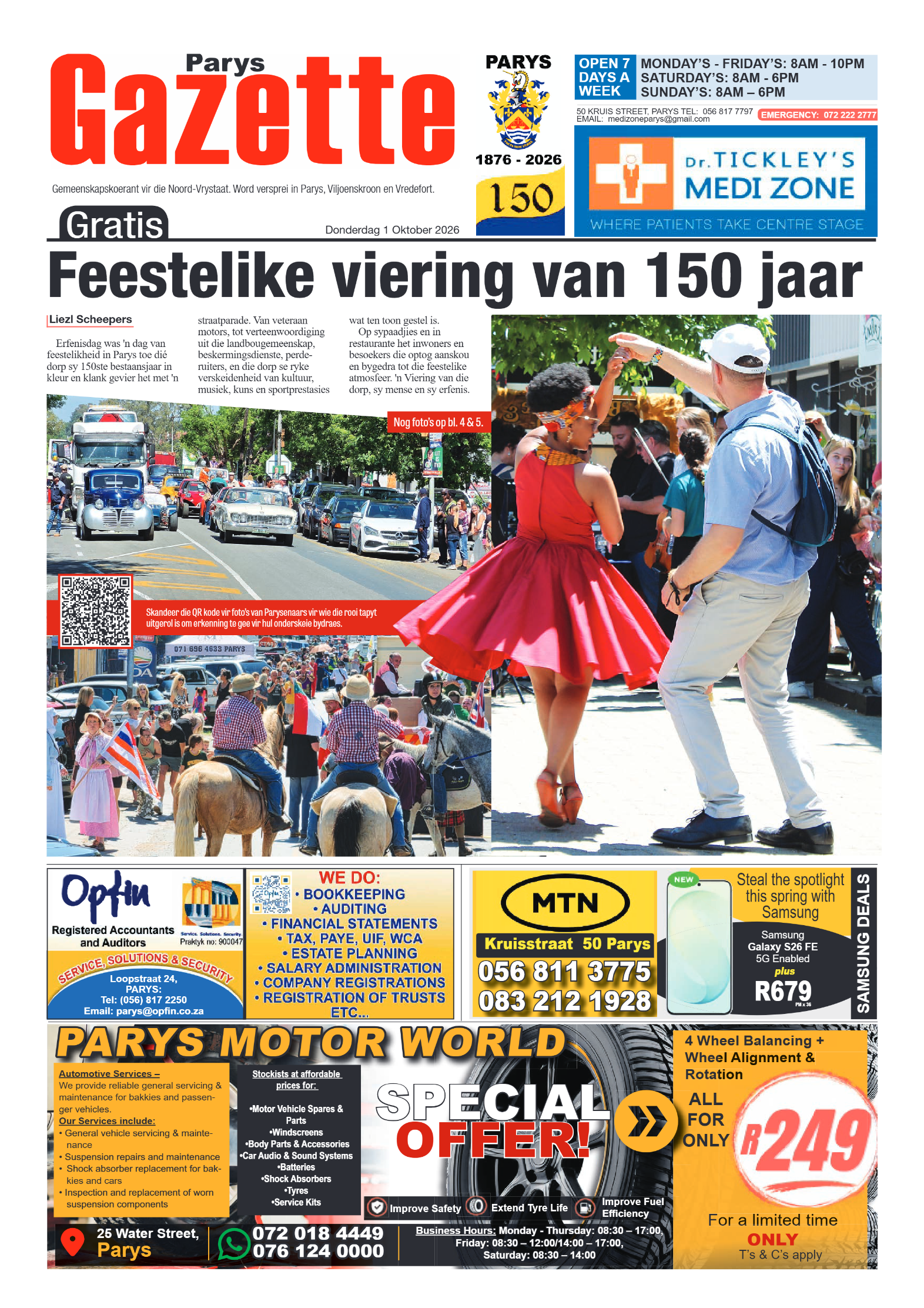 Parys Gazette – 1 Oktober 2026 page 1