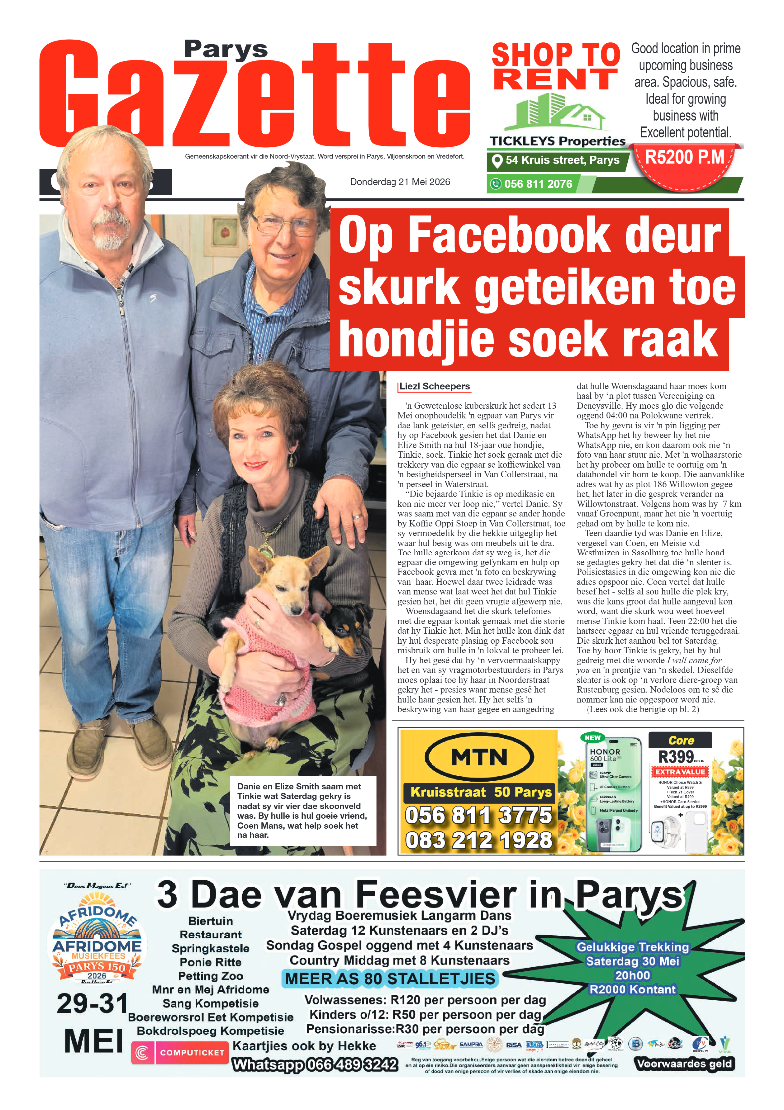 Parys Gazette – 21 May 2026 page 1