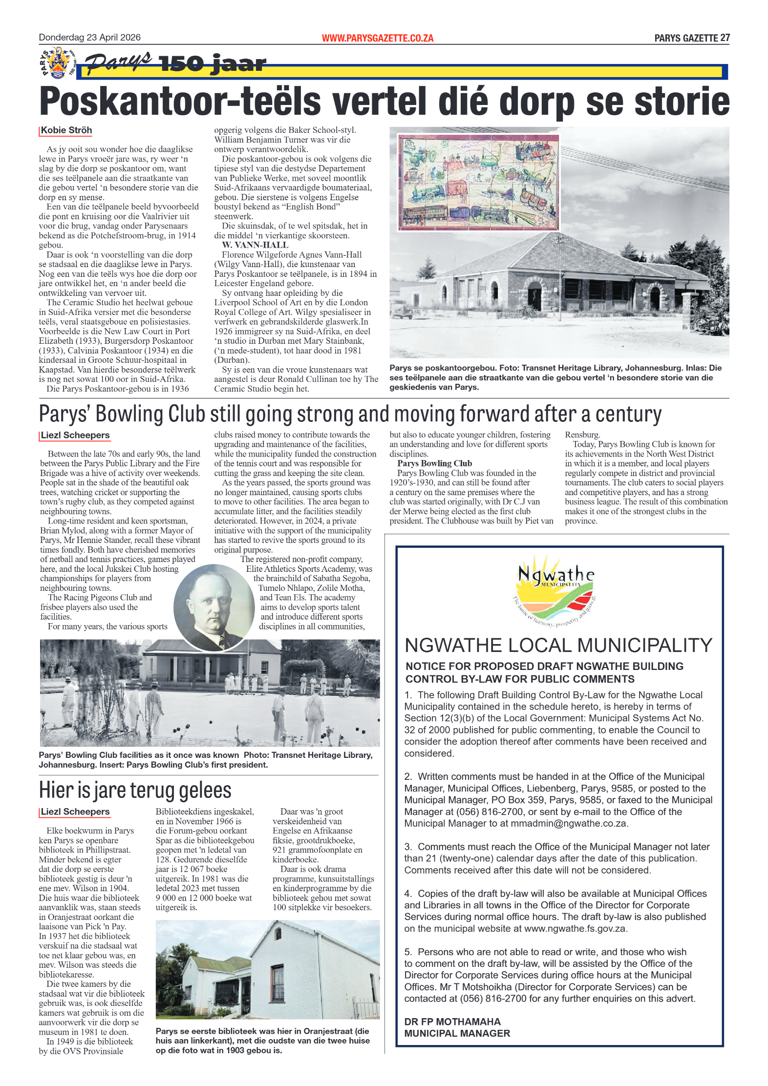 Parys Gazette – 23 April 2026 page 27