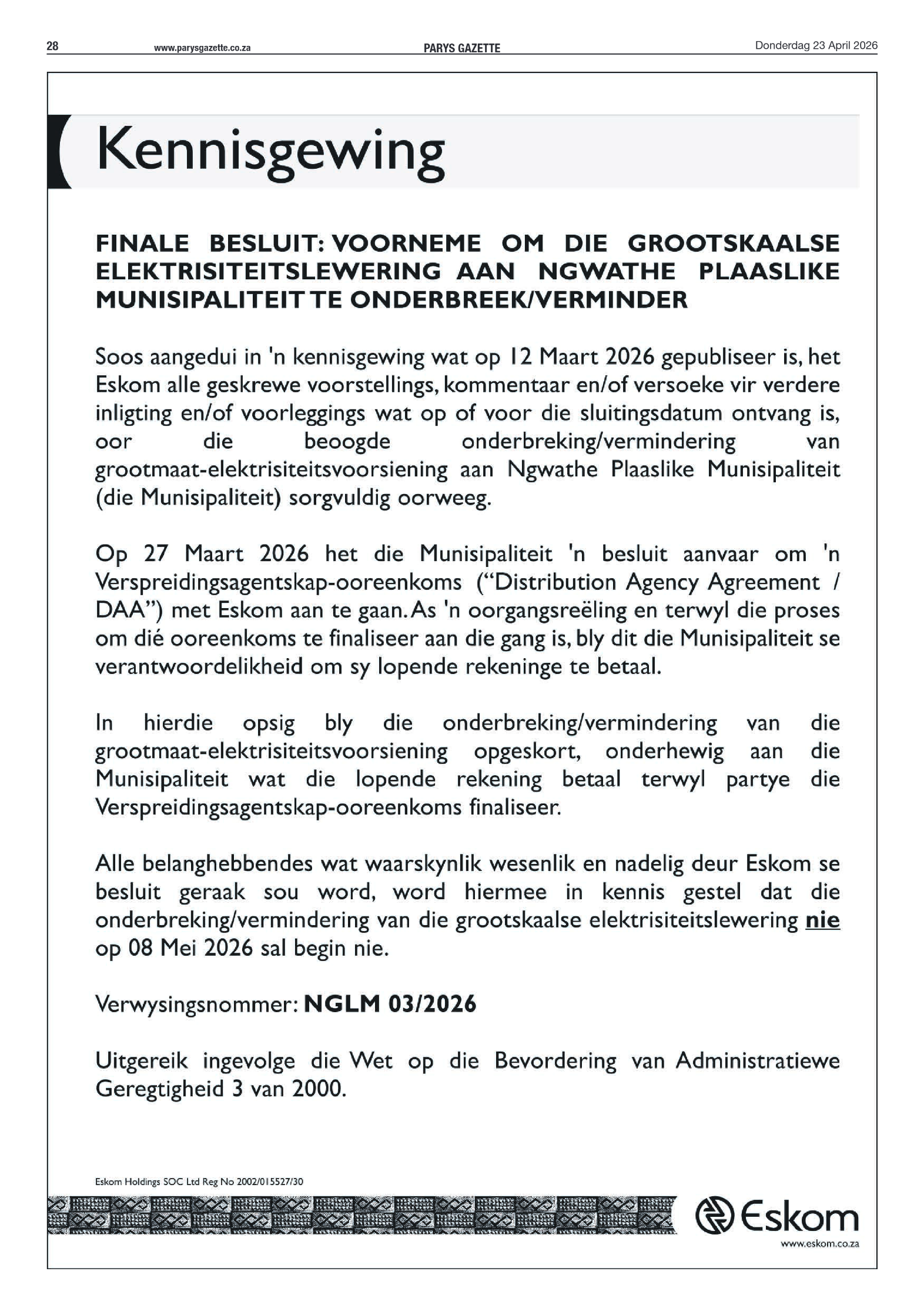 Parys Gazette – 23 April 2026 page 28