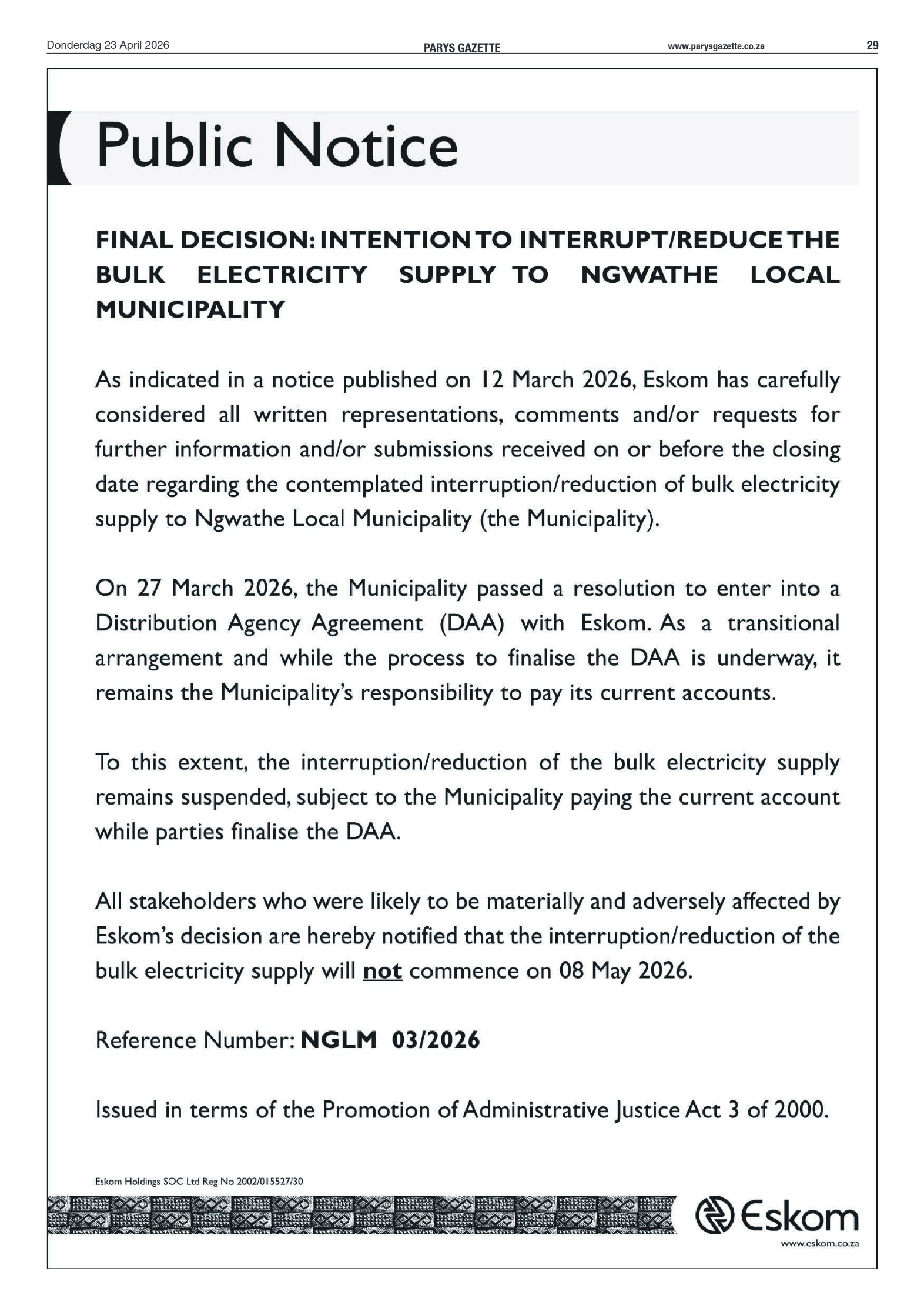 Parys Gazette – 23 April 2026 page 29