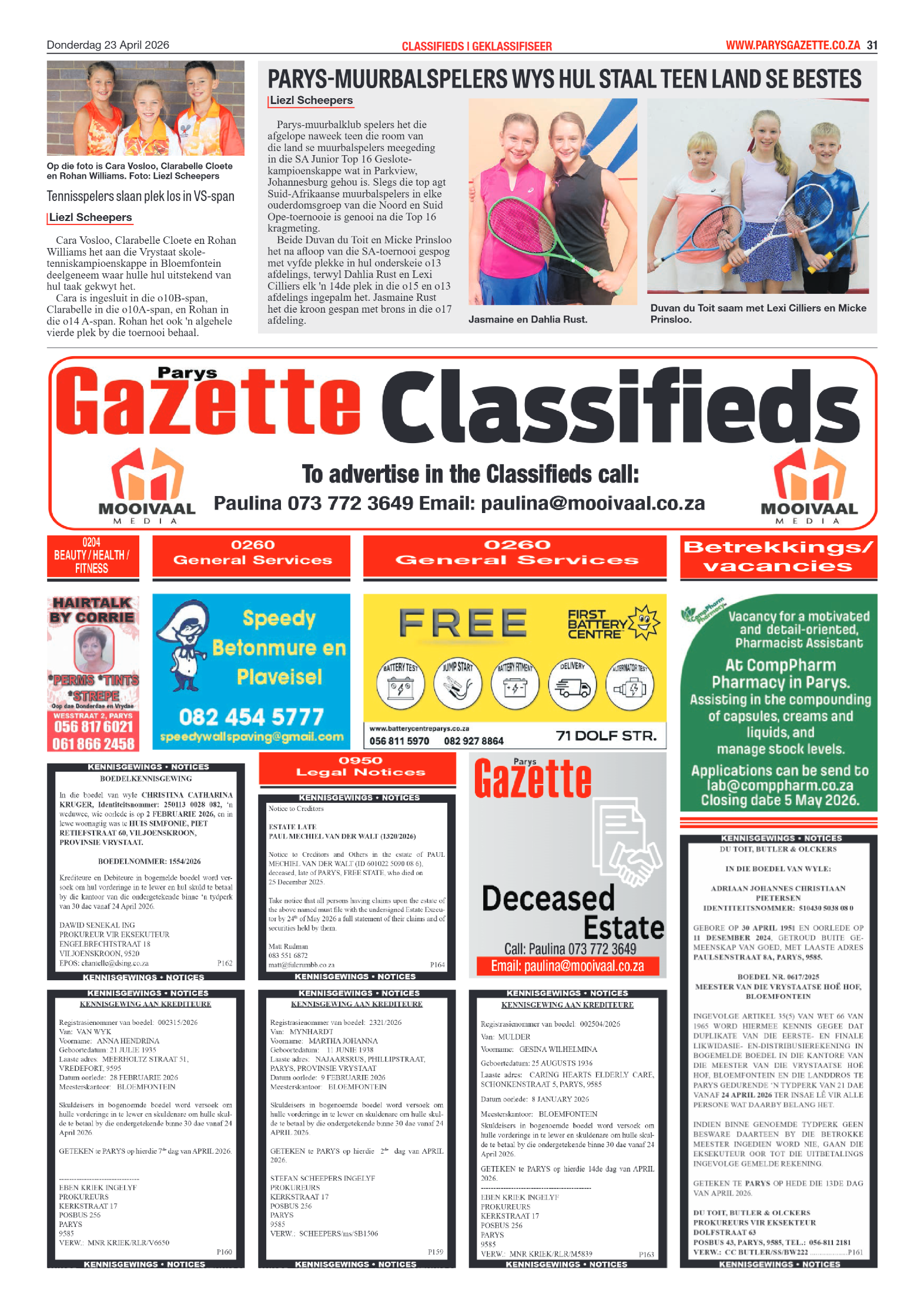 Parys Gazette – 23 April 2026 page 31