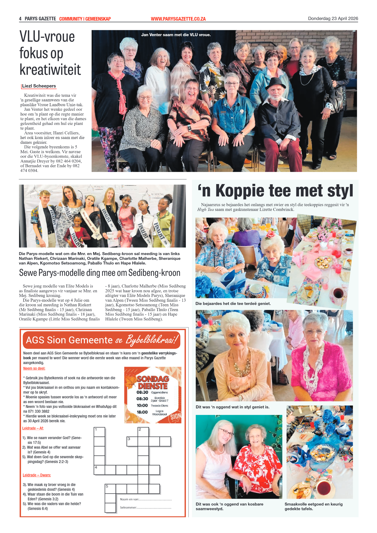 Parys Gazette – 23 April 2026 page 4