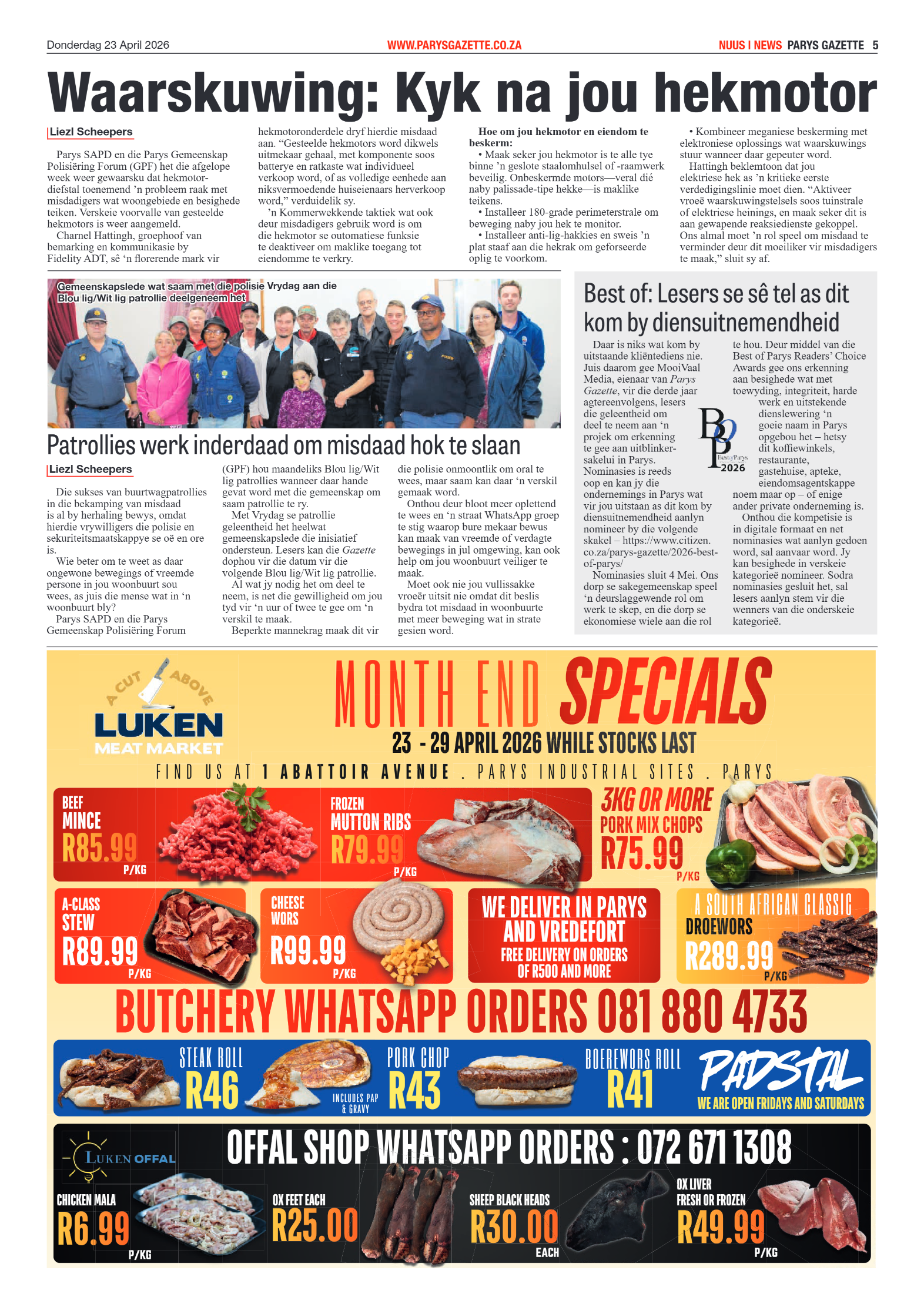 Parys Gazette – 23 April 2026 page 5