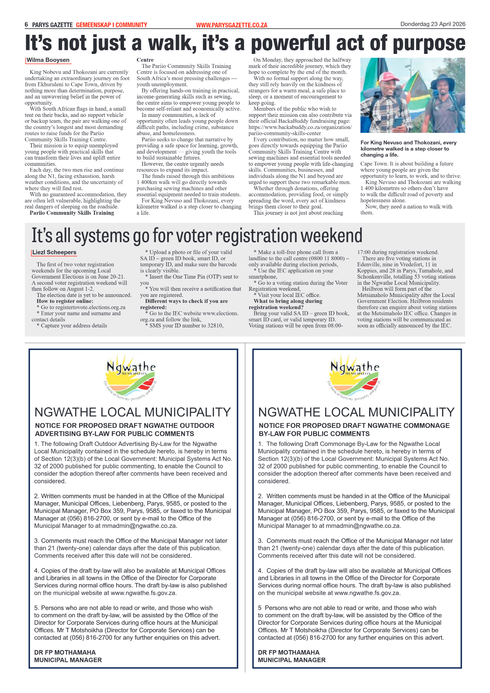 Parys Gazette – 23 April 2026 page 6