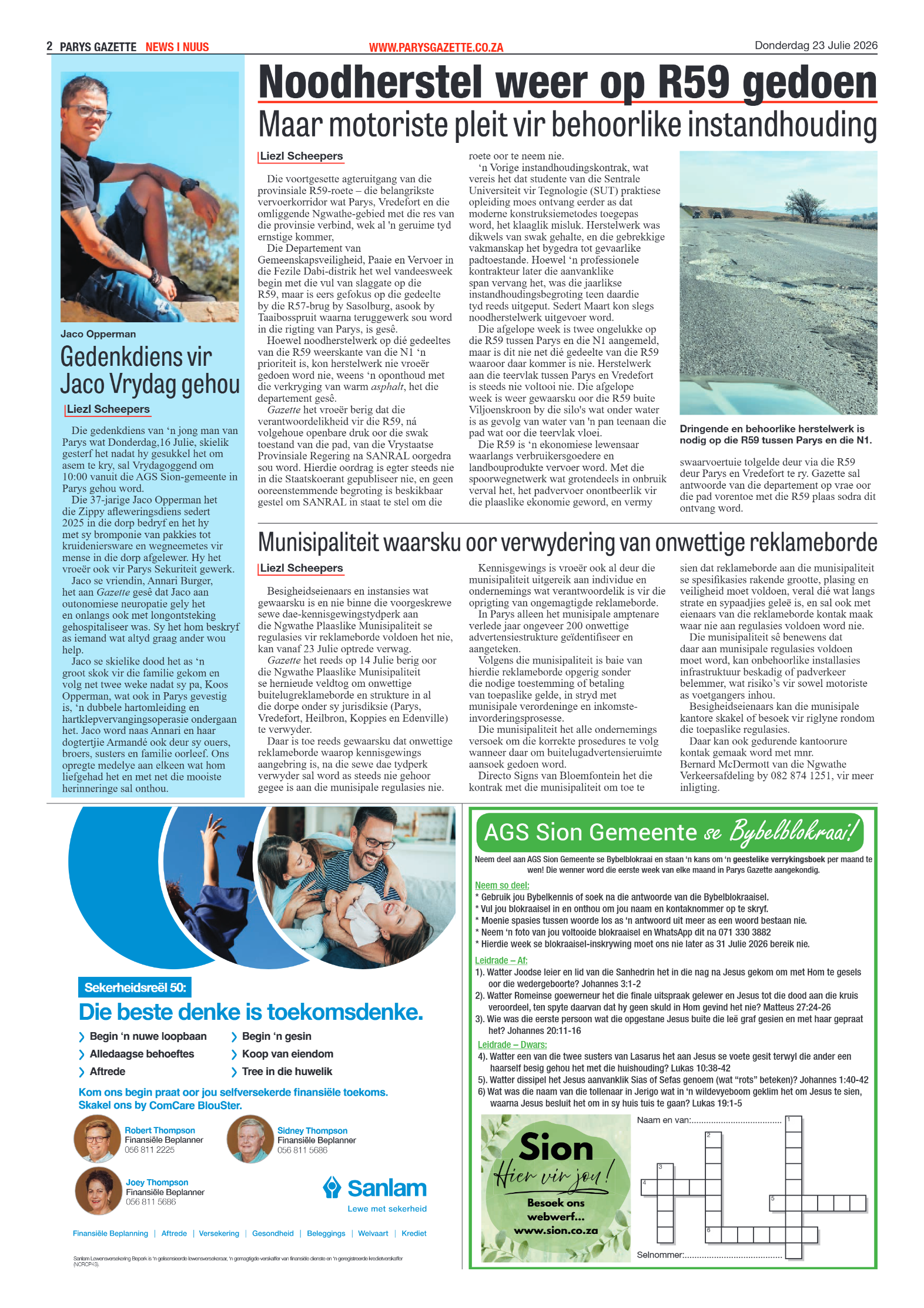 Parys Gazette – 23 Julie 2026 page 2