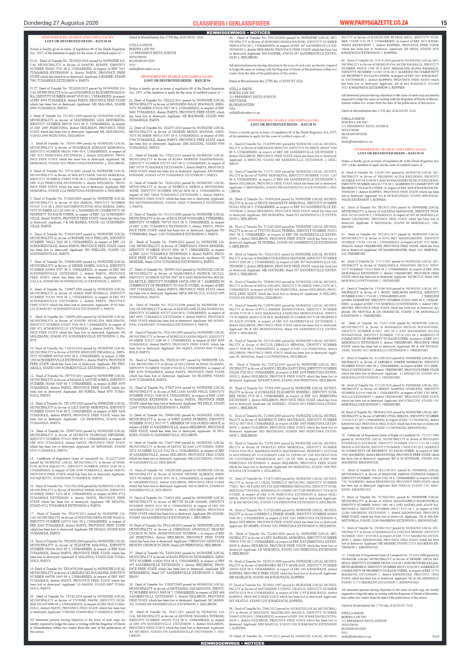 Parys Gazette – 27 Augustus 2026 page 15