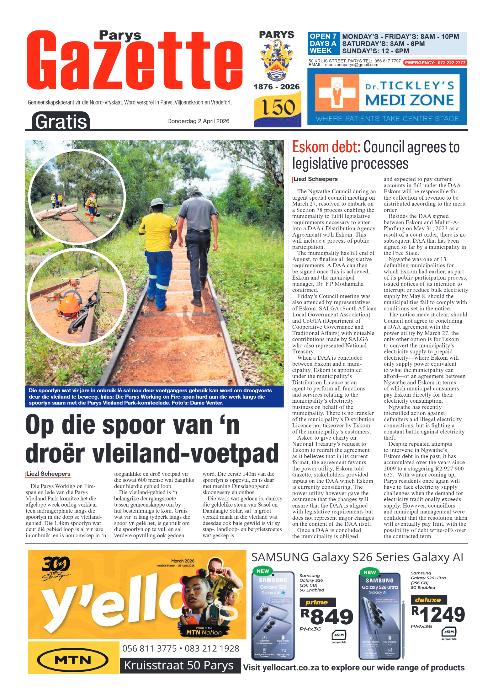 Parys Gazette – 2 April 2026 page 1