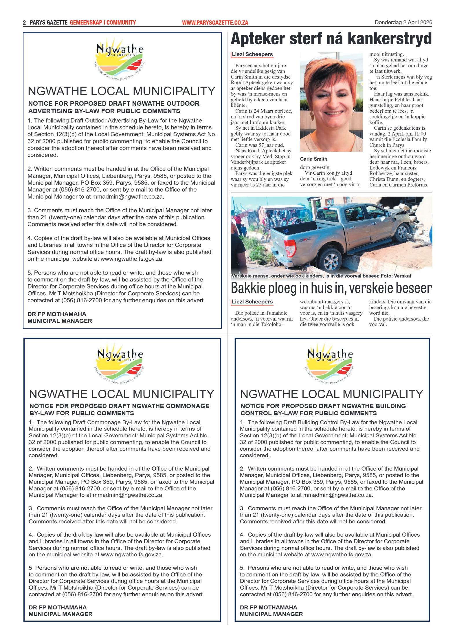 Parys Gazette – 2 April 2026 page 2