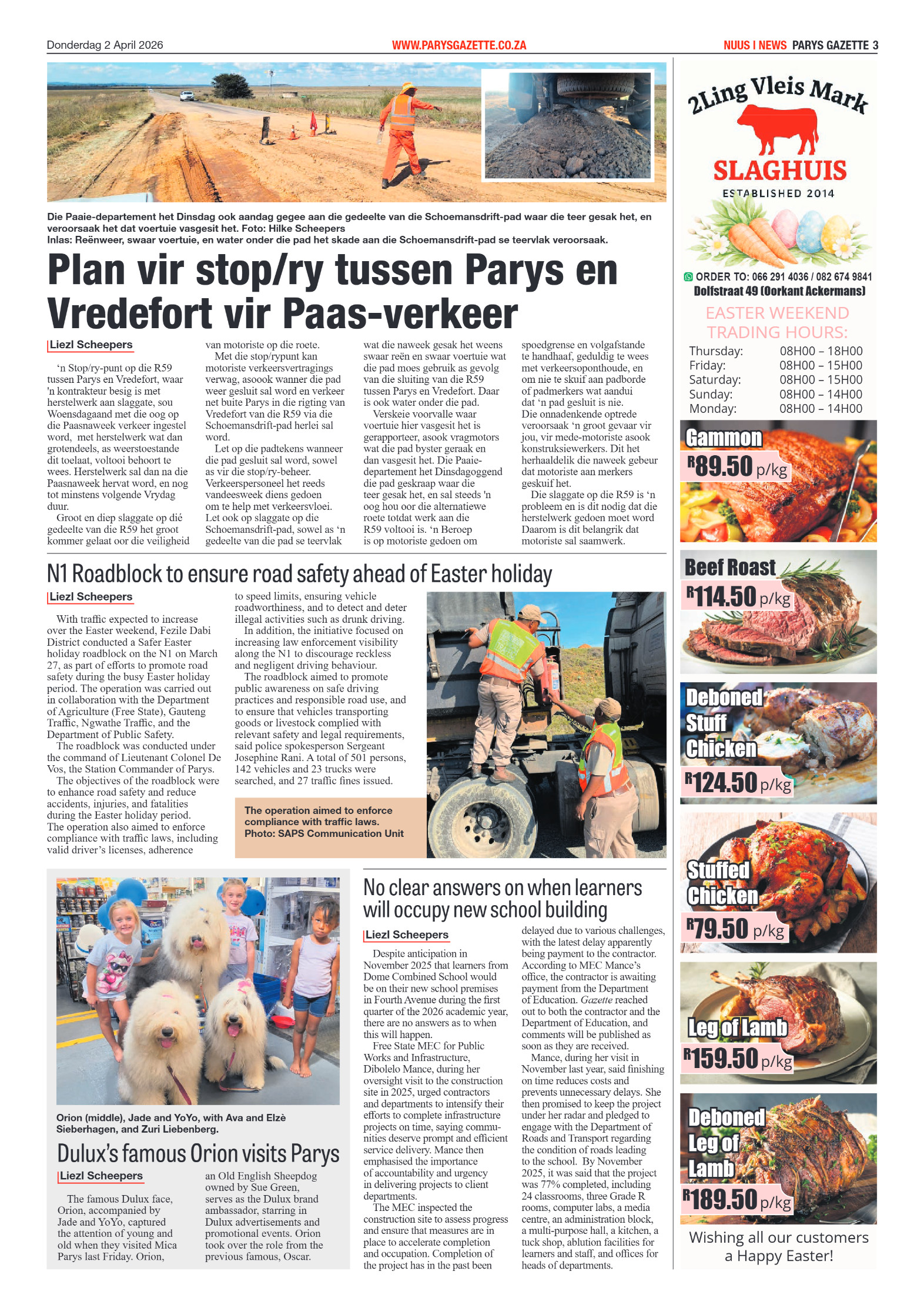 Parys Gazette – 2 April 2026 page 3