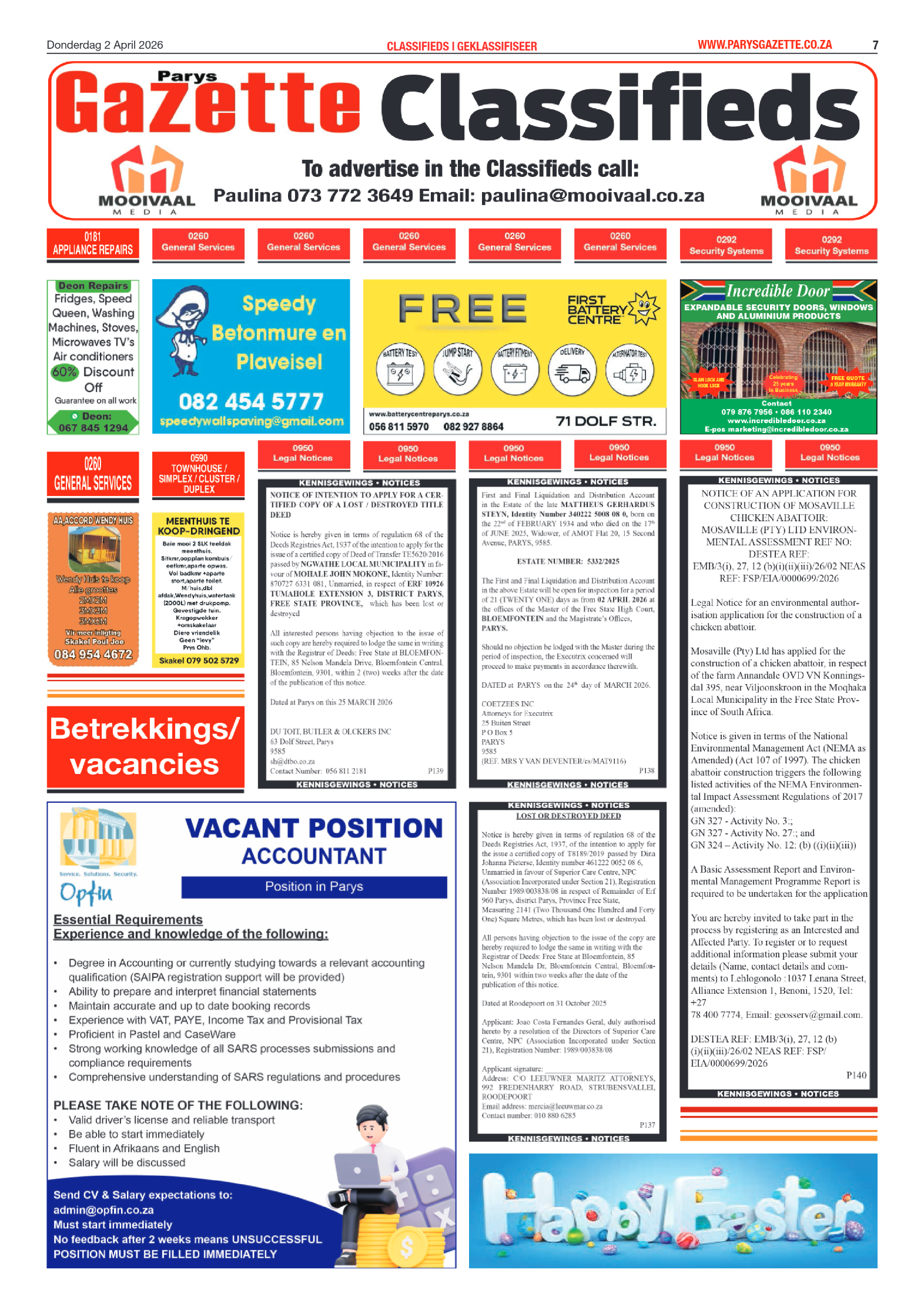 Parys Gazette – 2 April 2026 page 7