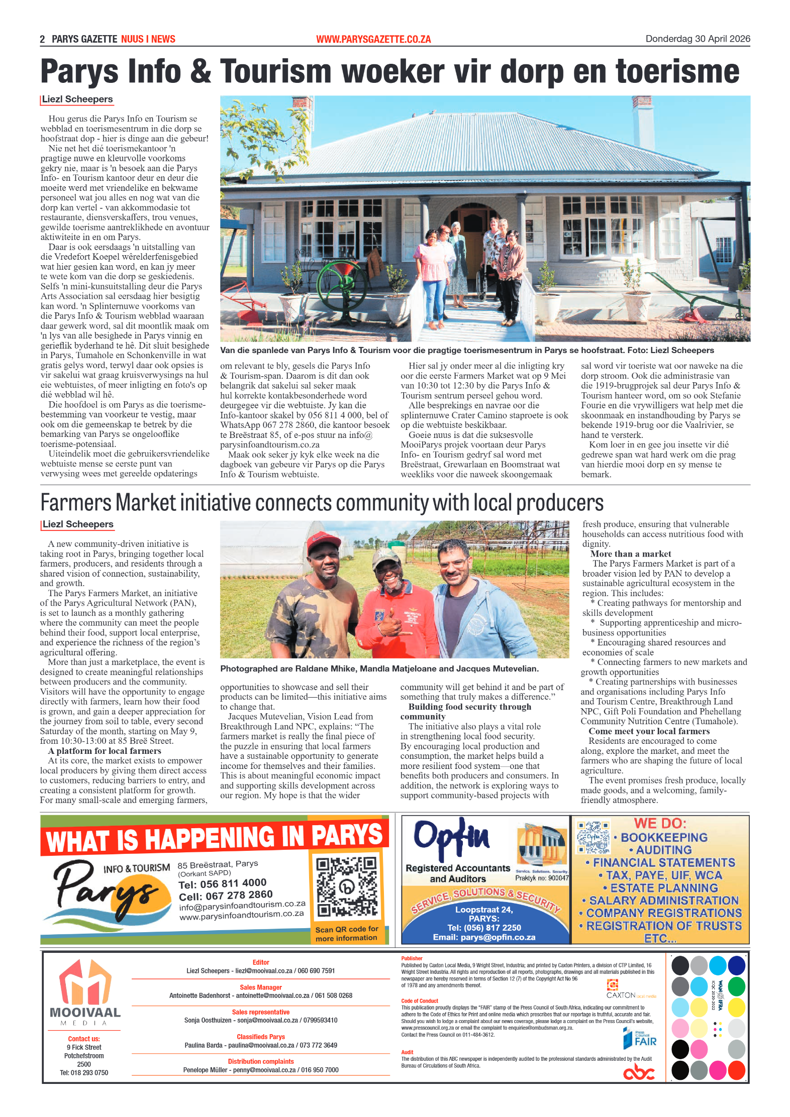 Parys Gazette – 30 April 2026 page 2