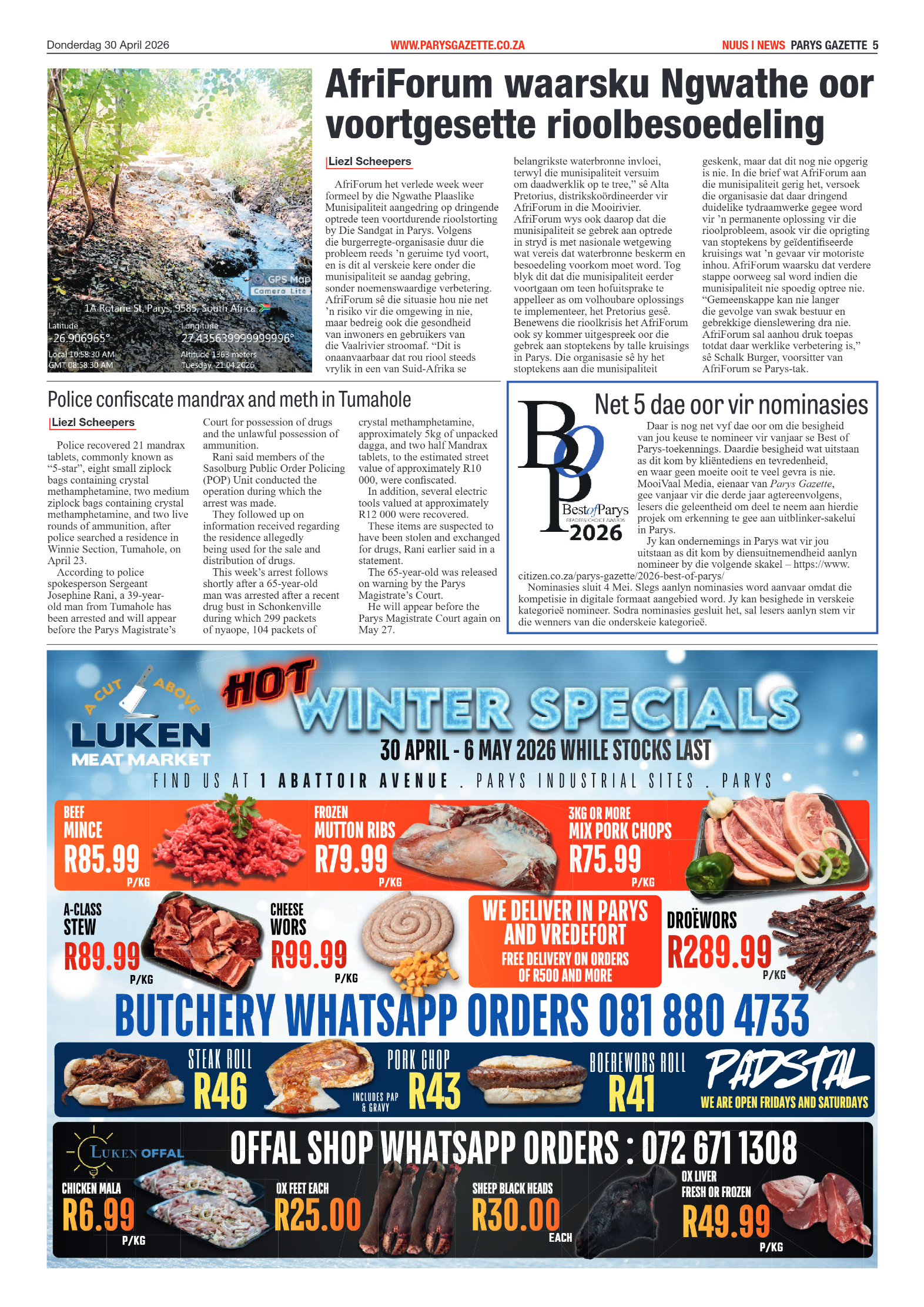 Parys Gazette – 30 April 2026 page 5