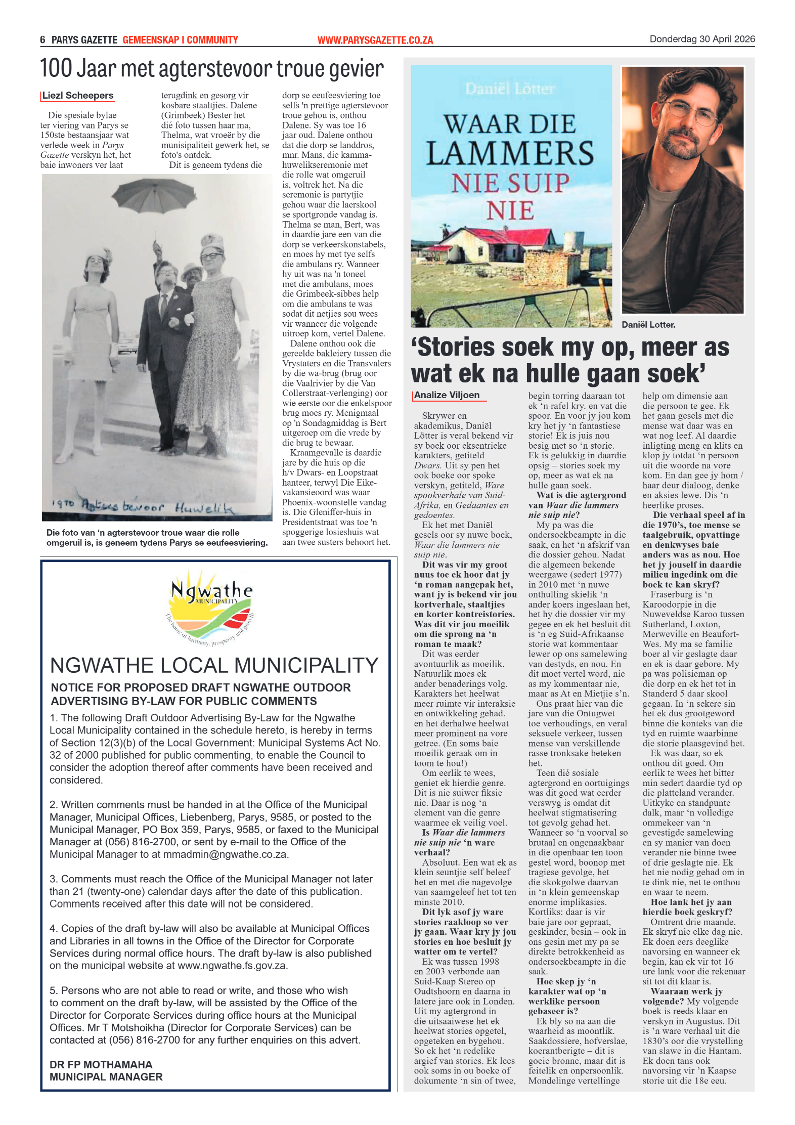 Parys Gazette – 30 April 2026 page 6