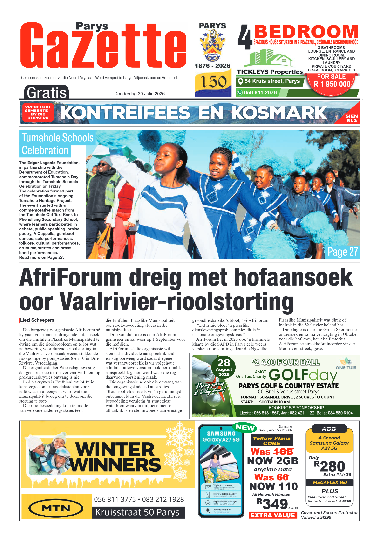 Parys Gazette – 30 Julie 2026 page 1