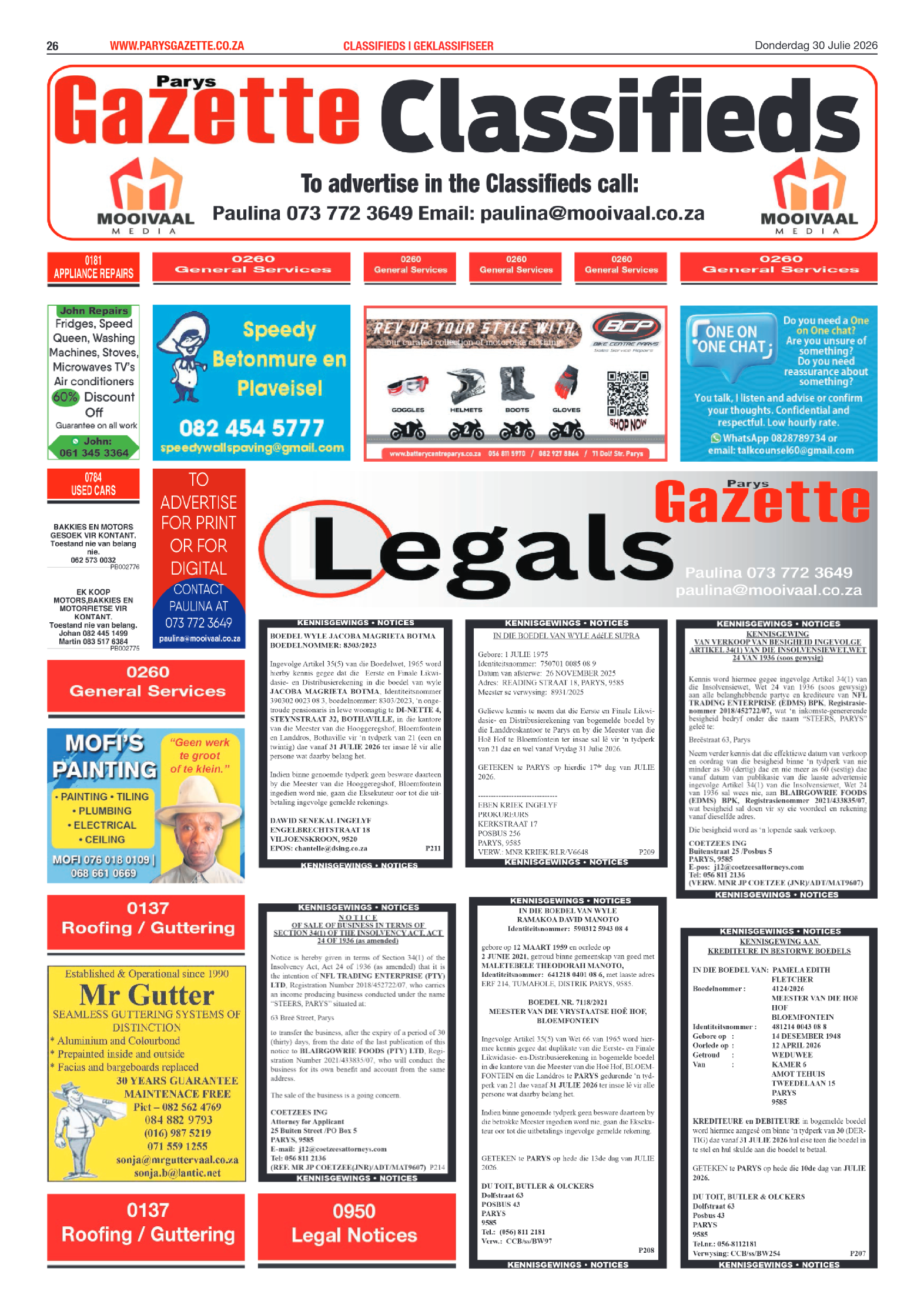 Parys Gazette – 30 Julie 2026 page 26