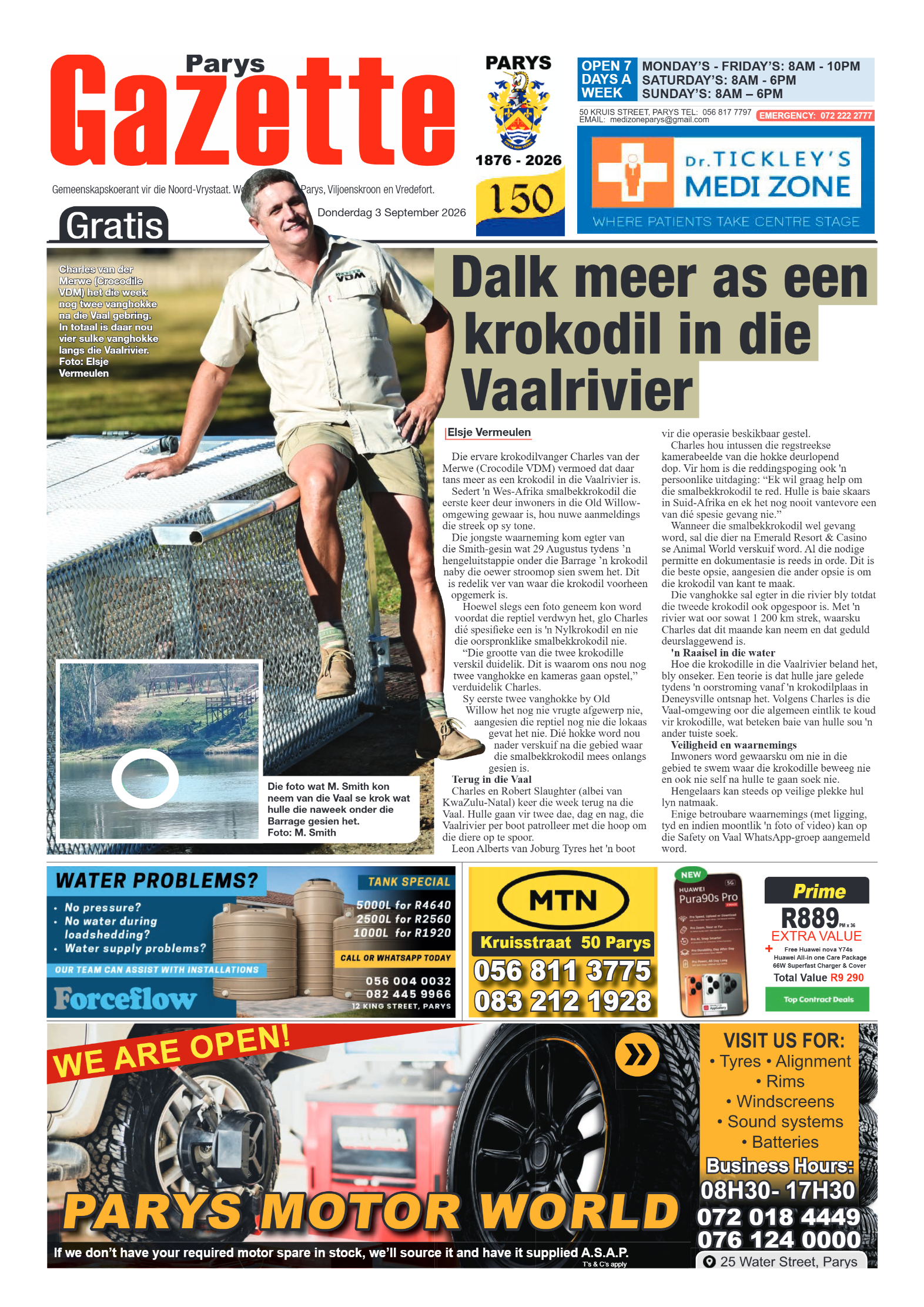 Parys Gazette – 3 September 2026 page 1