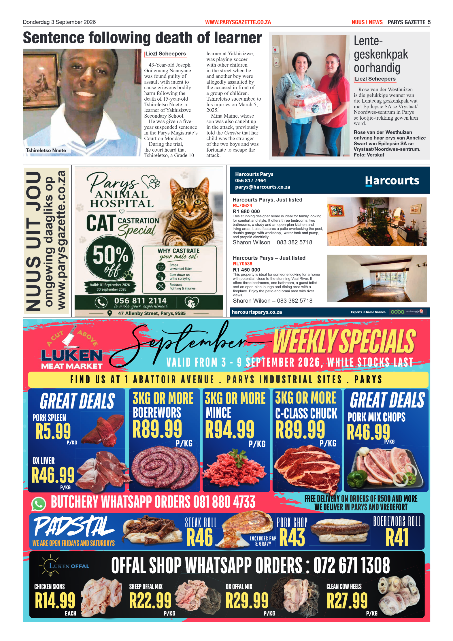 Parys Gazette – 3 September 2026 page 5