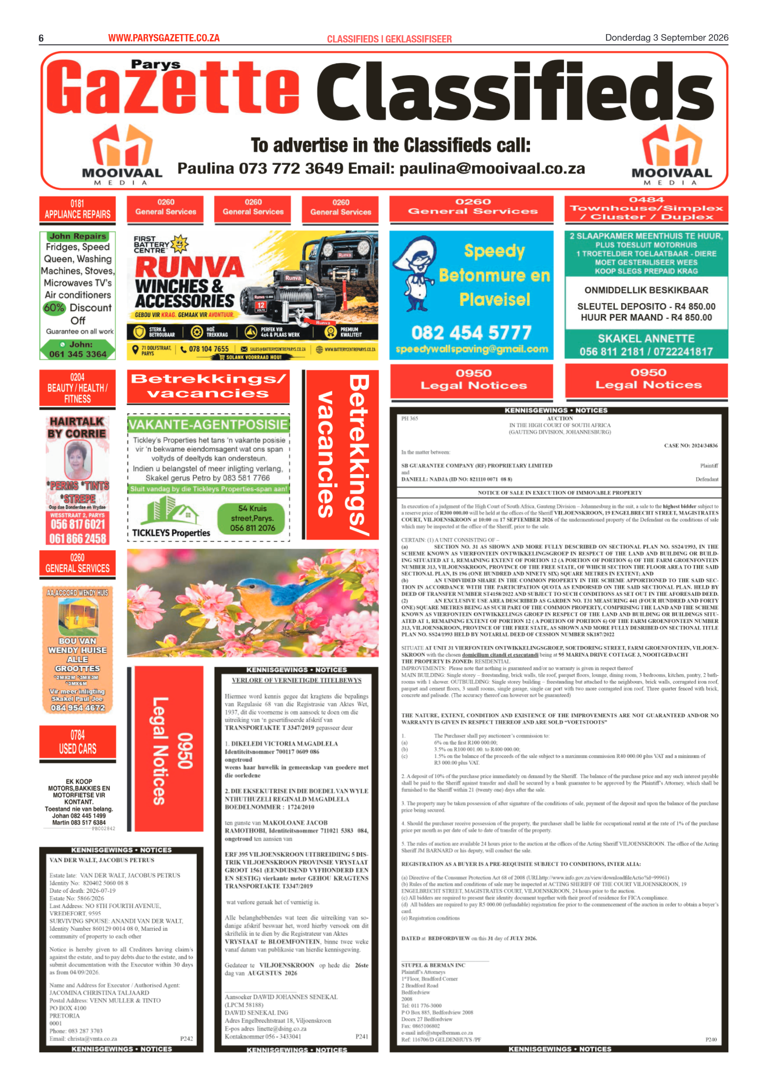Parys Gazette – 3 September 2026 page 6