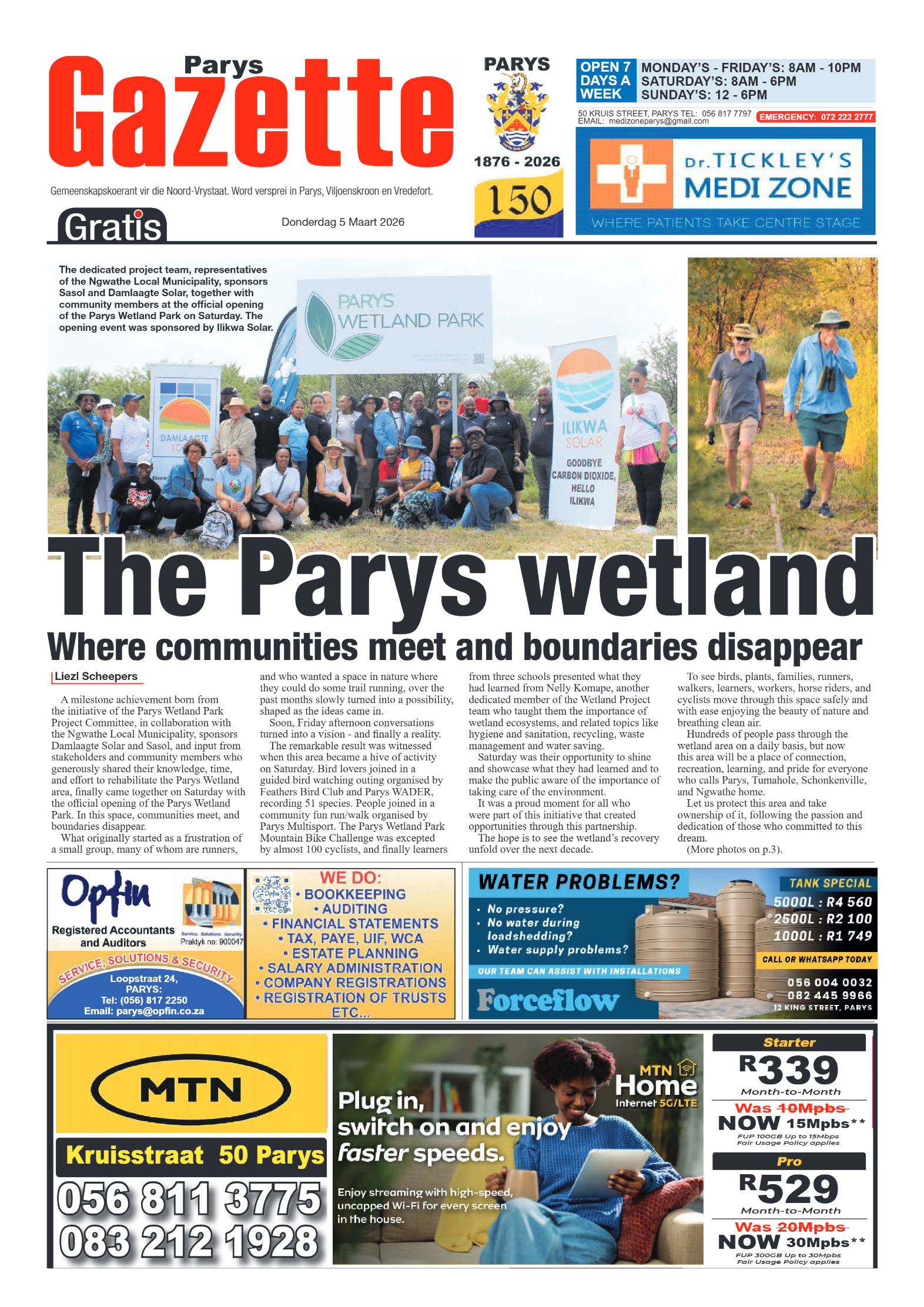 Parys Gazette – 5 Maart 2026 page 1