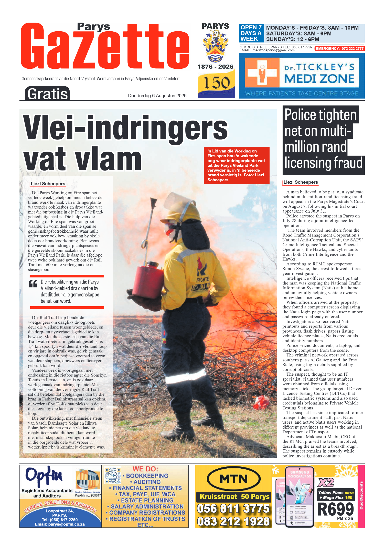 Parys Gazette – 6 Augustus 2026 page 1