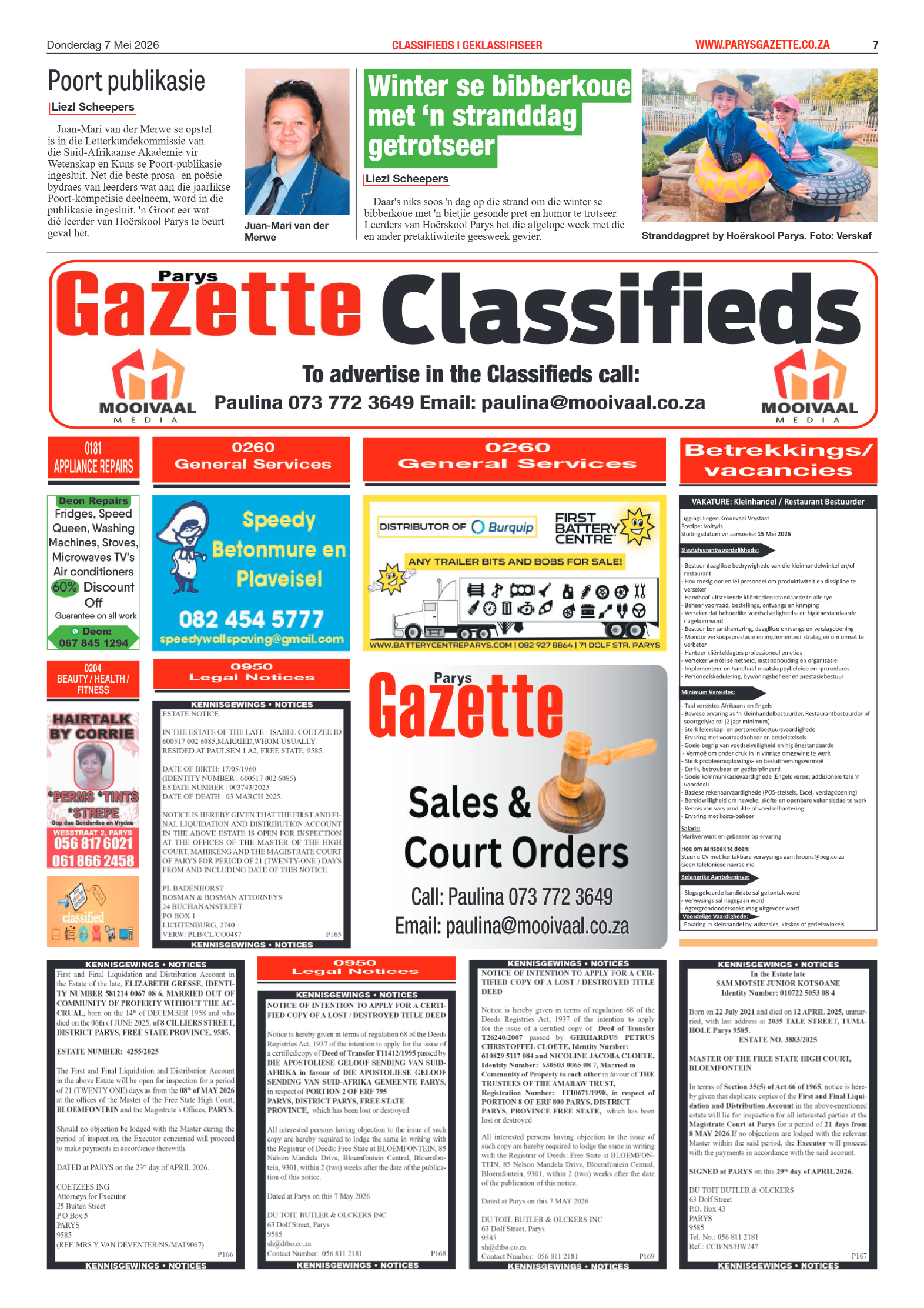 Parys Gazette – 7 May 2026 page 7