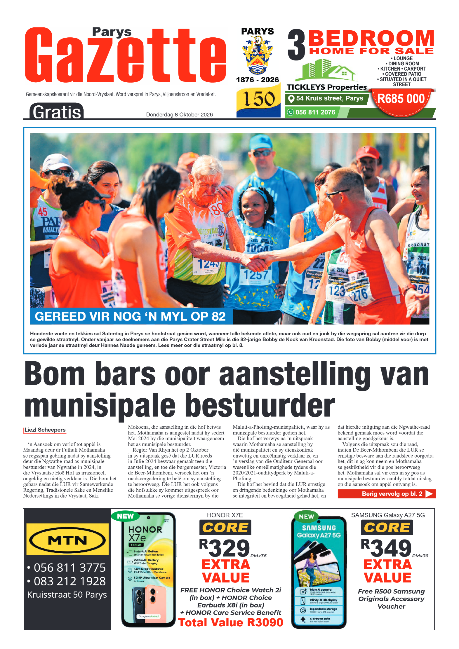 Parys Gazette – 8 Oktober 2026 page 1