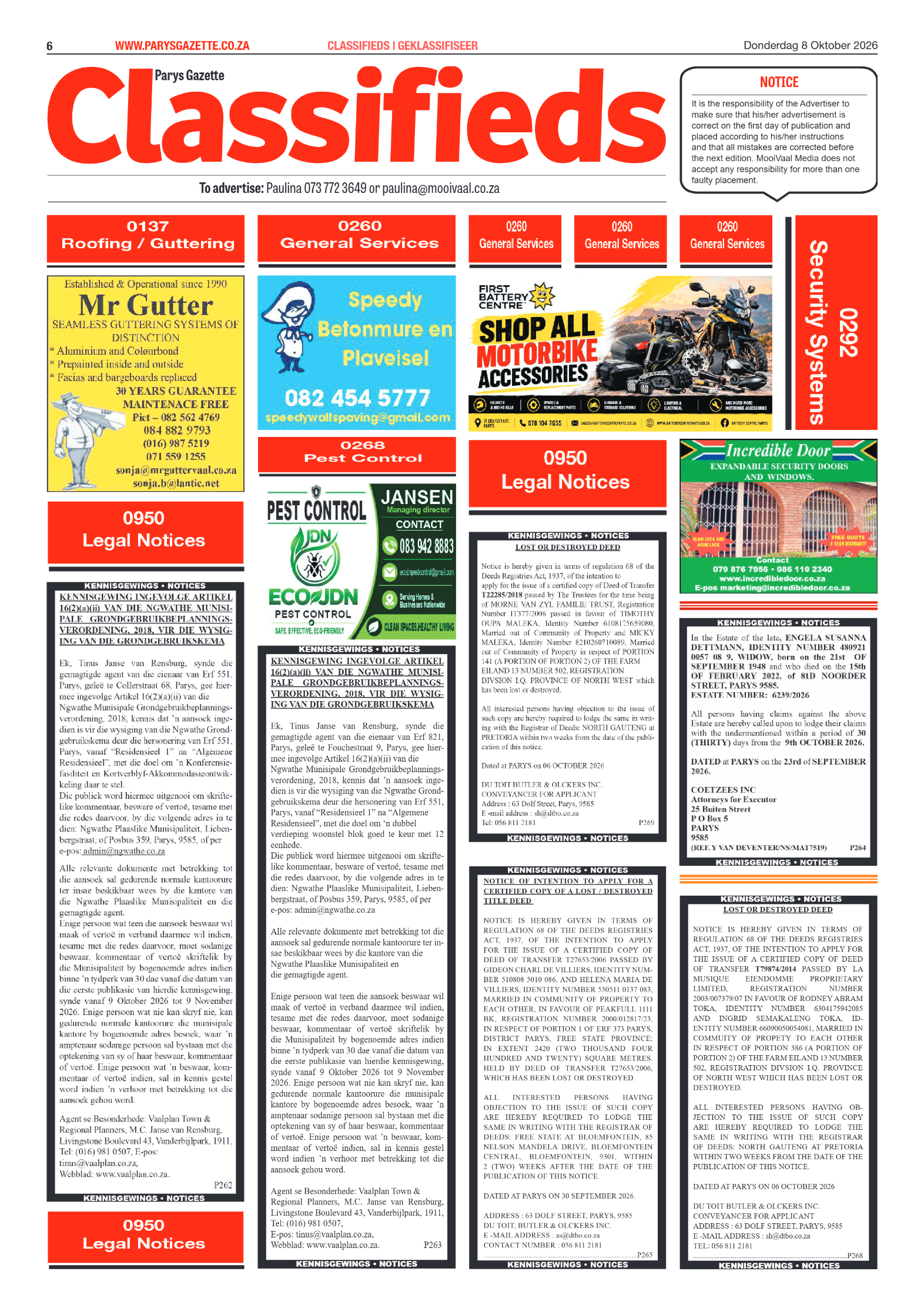 Parys Gazette – 8 Oktober 2026 page 6